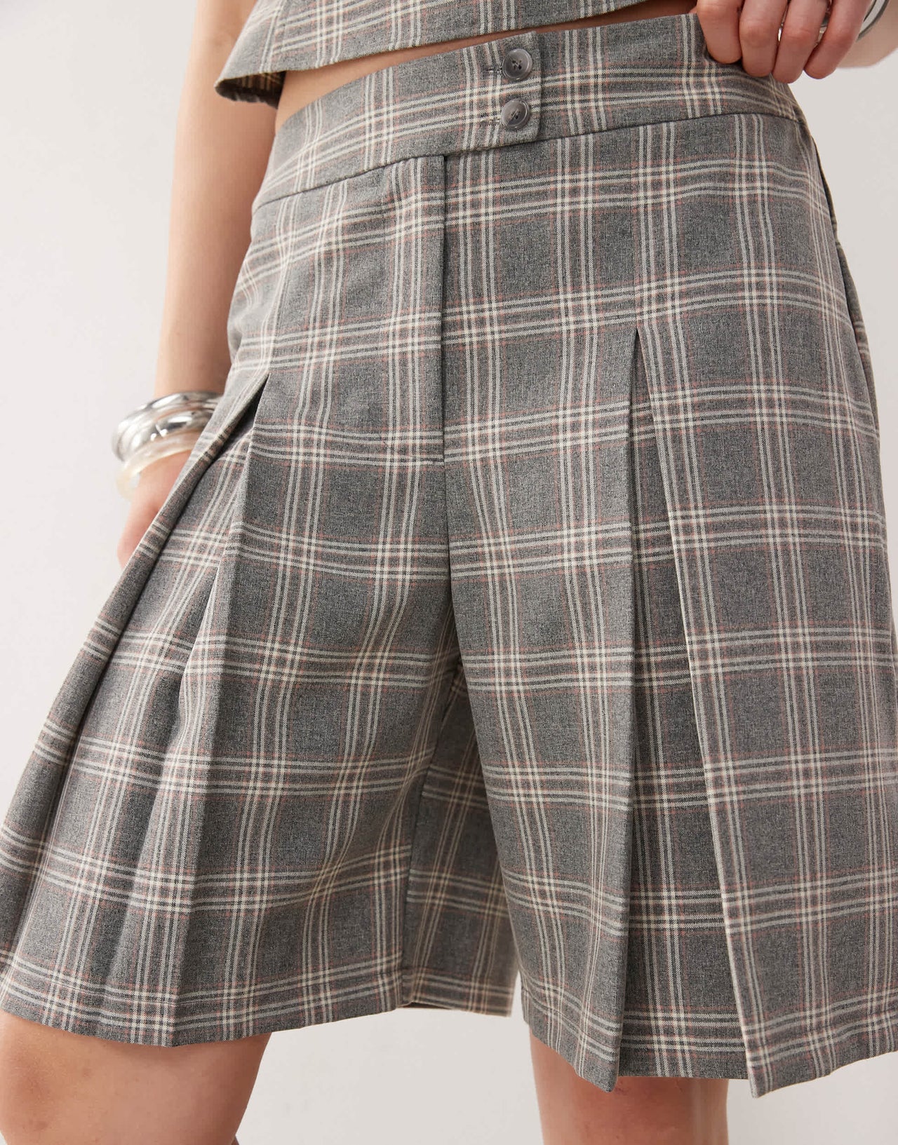 COLLUSION tailored co-ord check culotte in multi