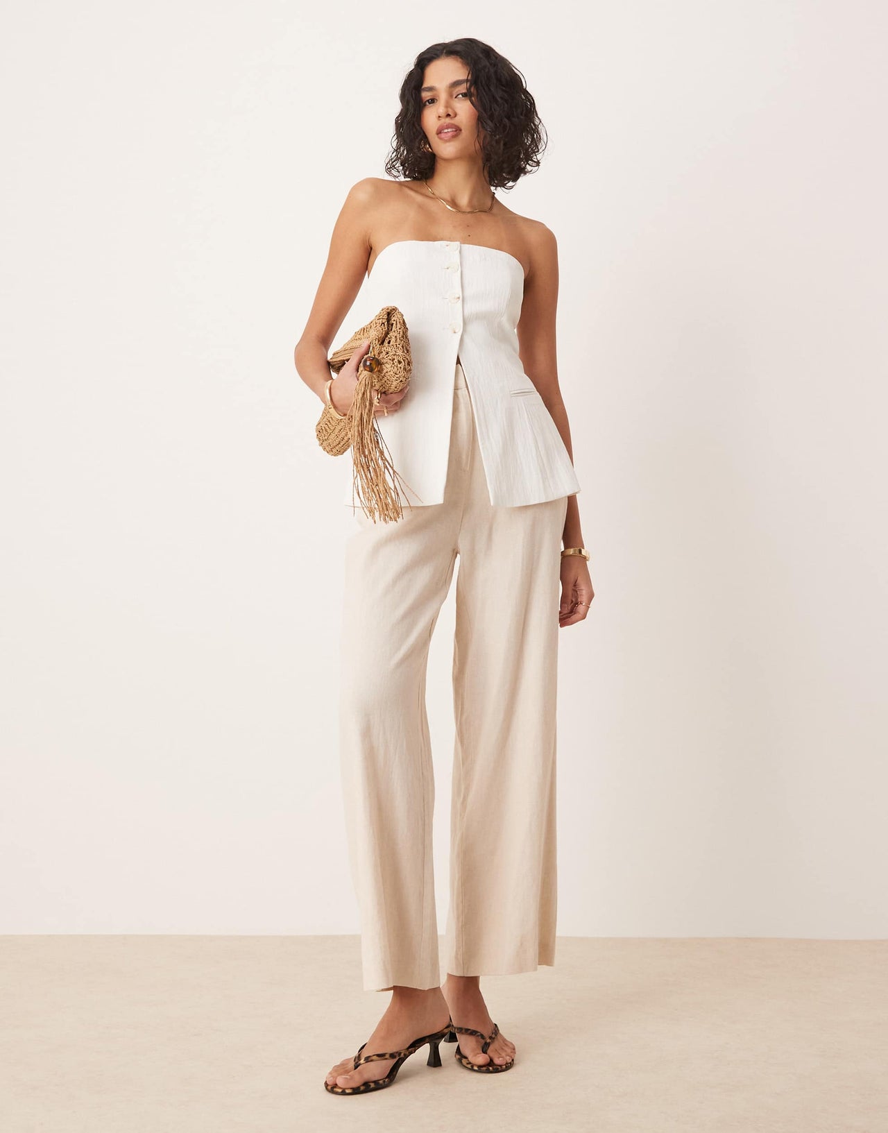 Stradivarius tailored bandeau top in white