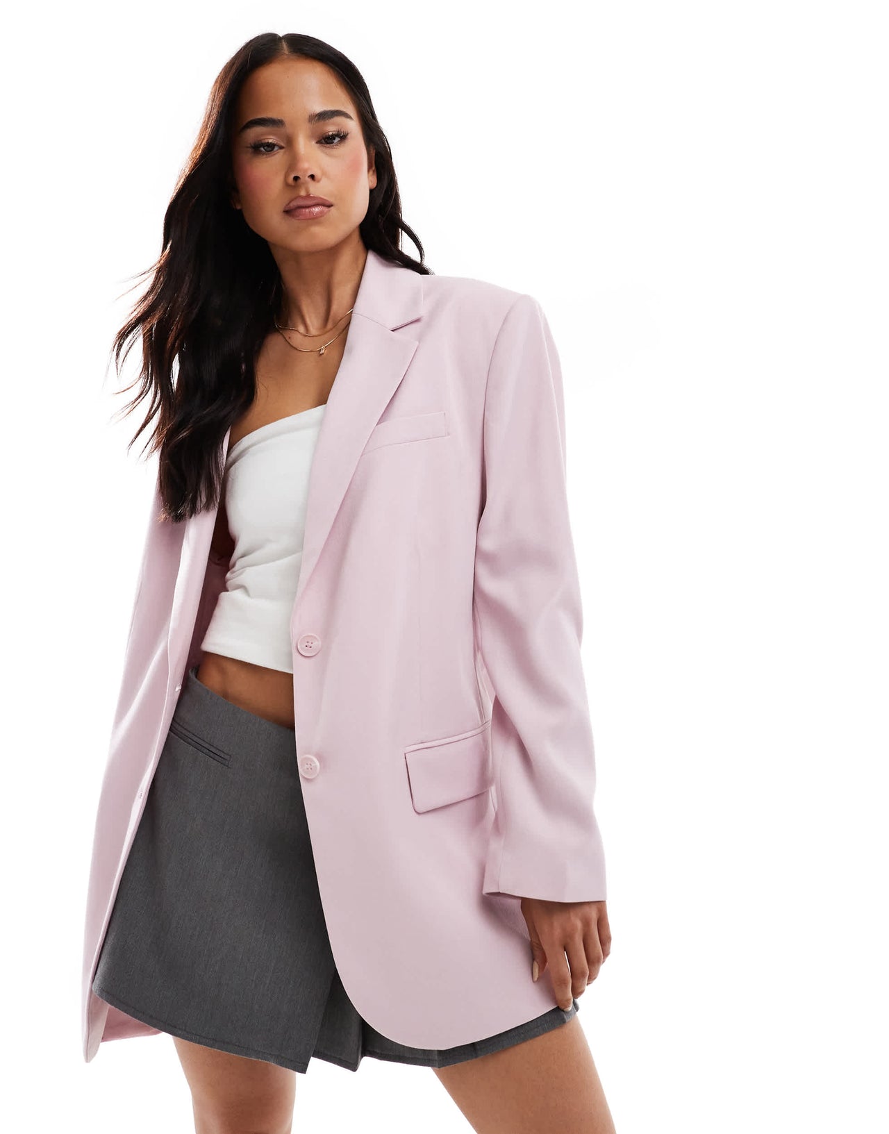 Stradivarius oversized blazer in baby pink