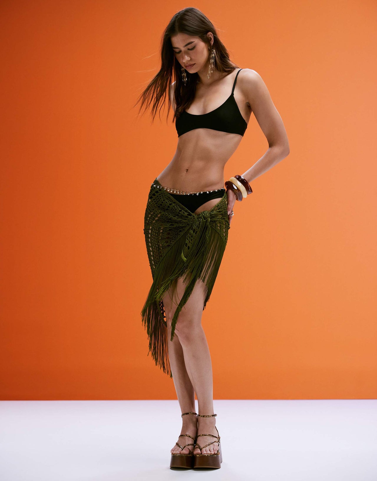 ASOS DESIGN hand crocheted premium tassle knitted beach sarong