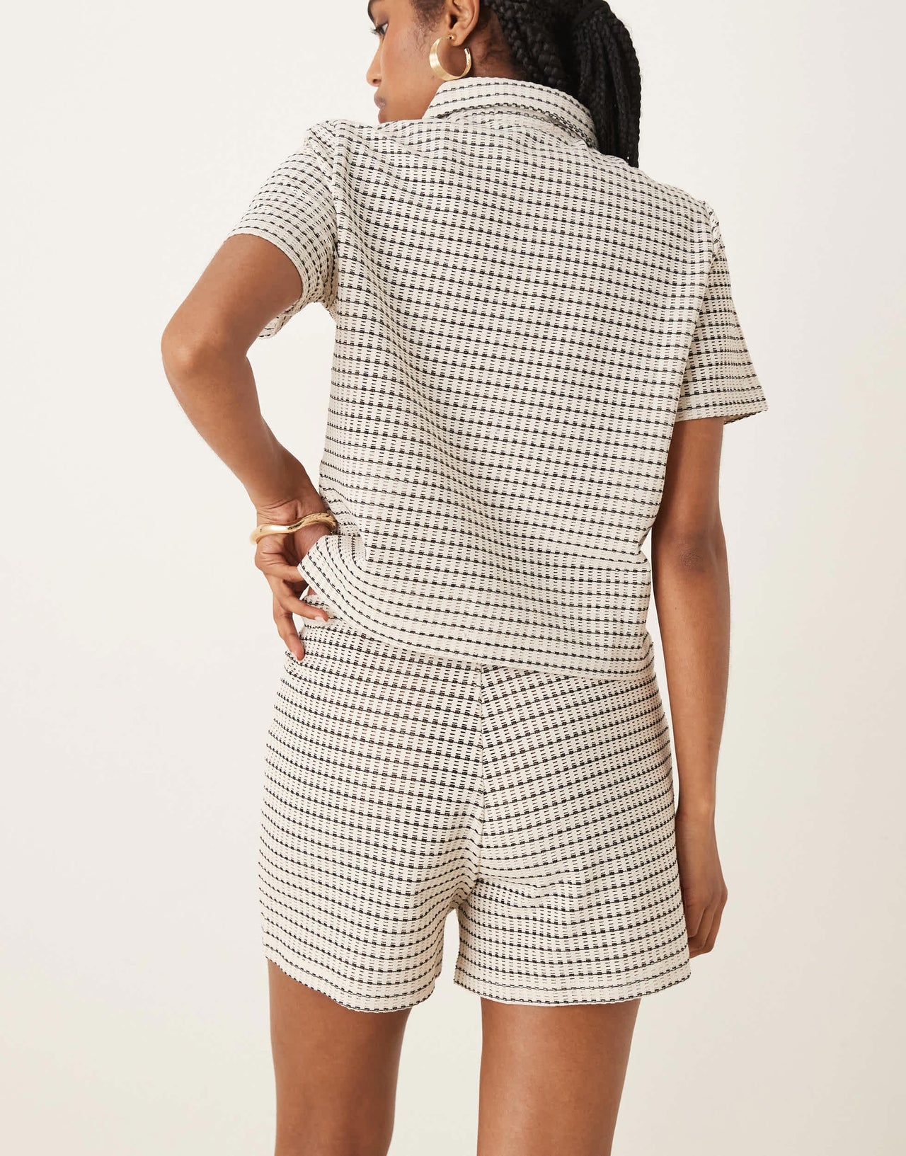 AWARE knitted relaxed short co-ord in monochrome