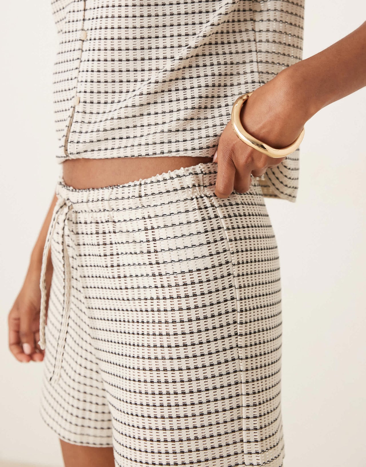 AWARE knitted relaxed short co-ord in monochrome