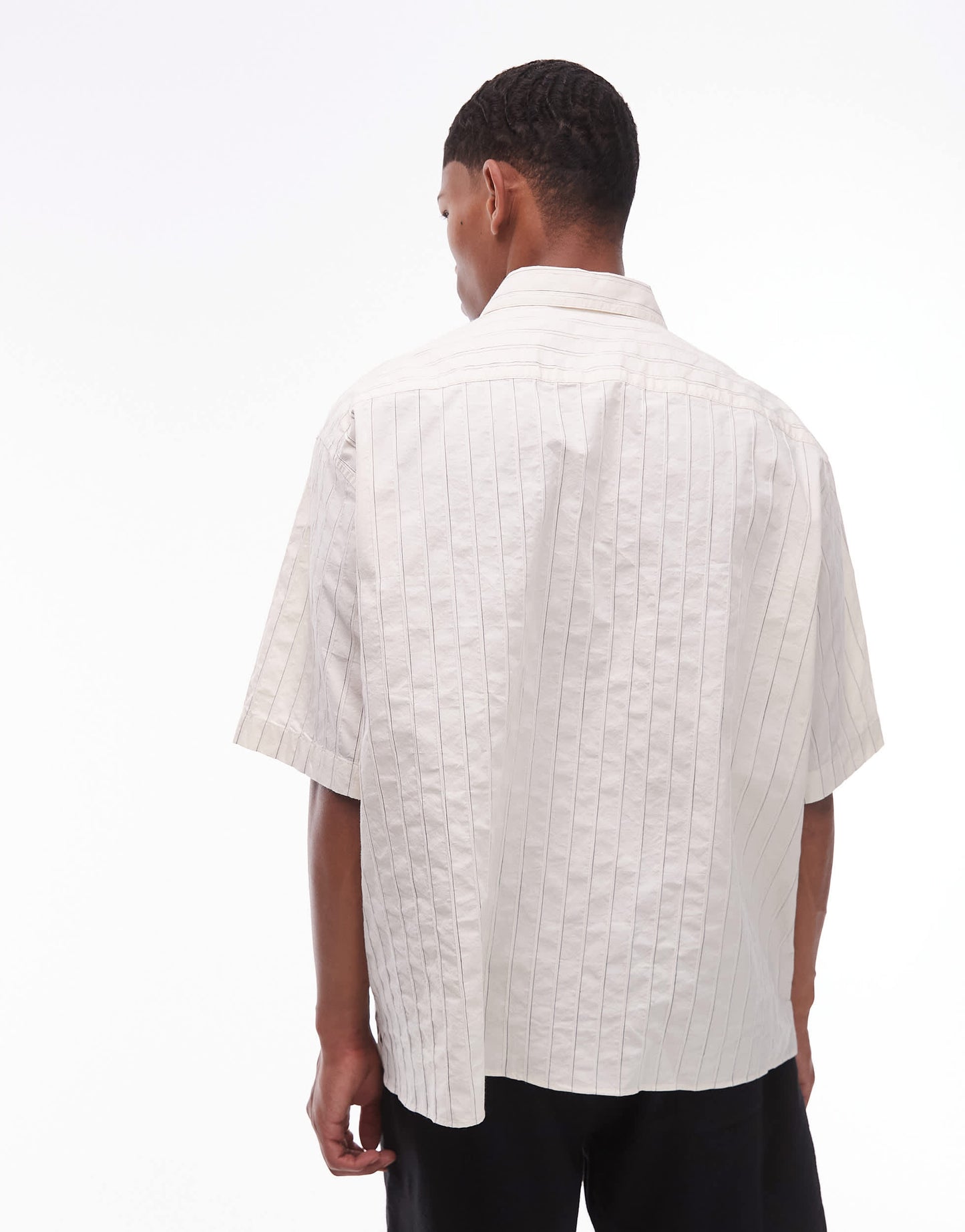 ARKET textured cotton dobby  oversized shirt in off white