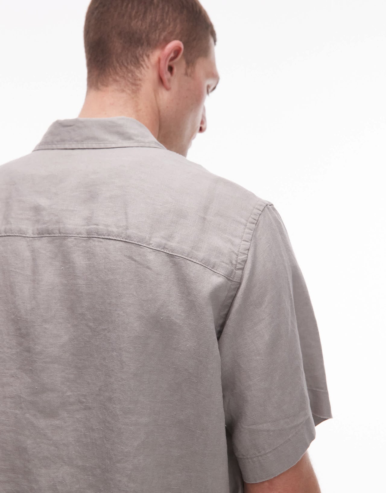 ARKET pure linen relaxed short sleeved shirt in grey