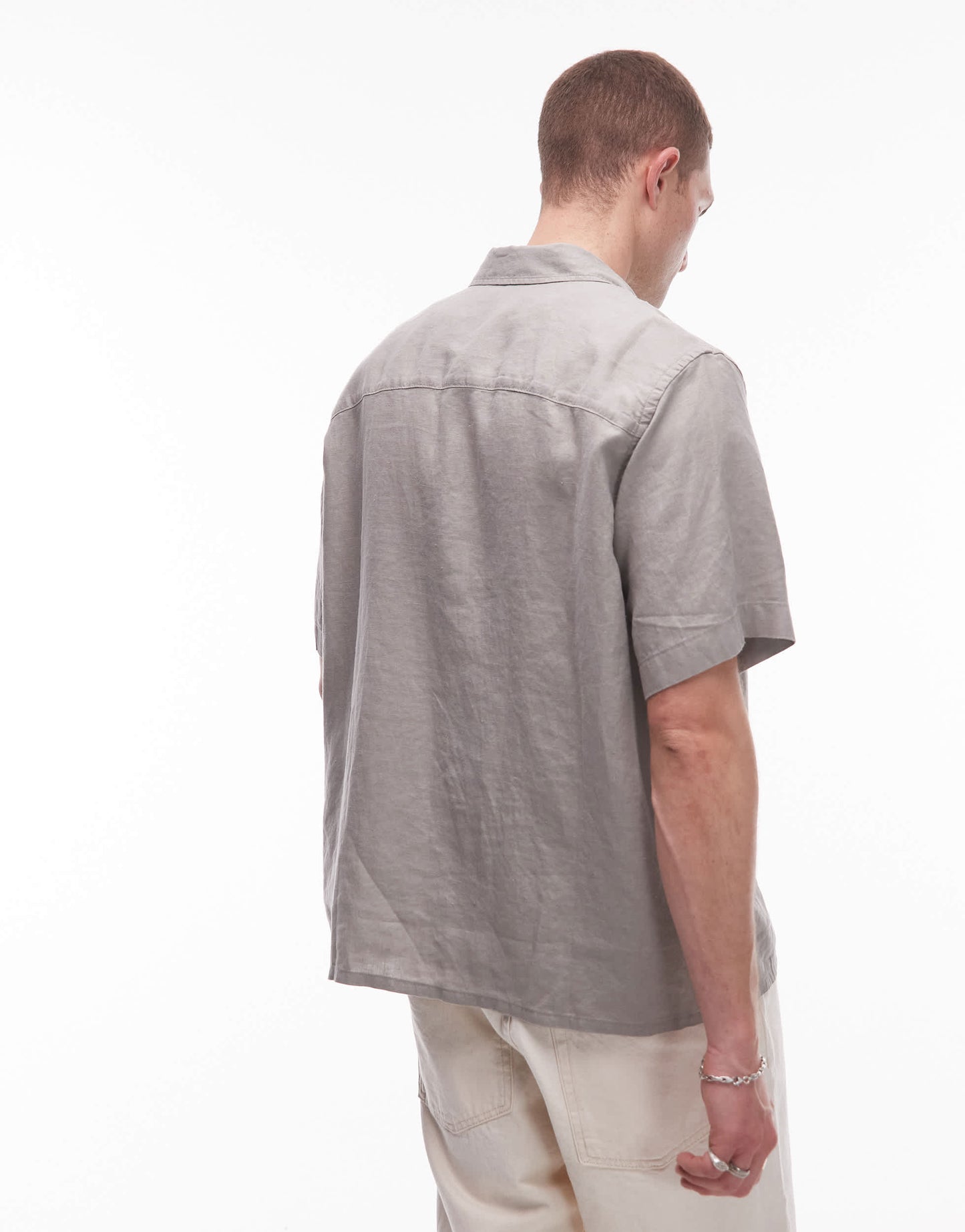ARKET pure linen relaxed short sleeved shirt in grey