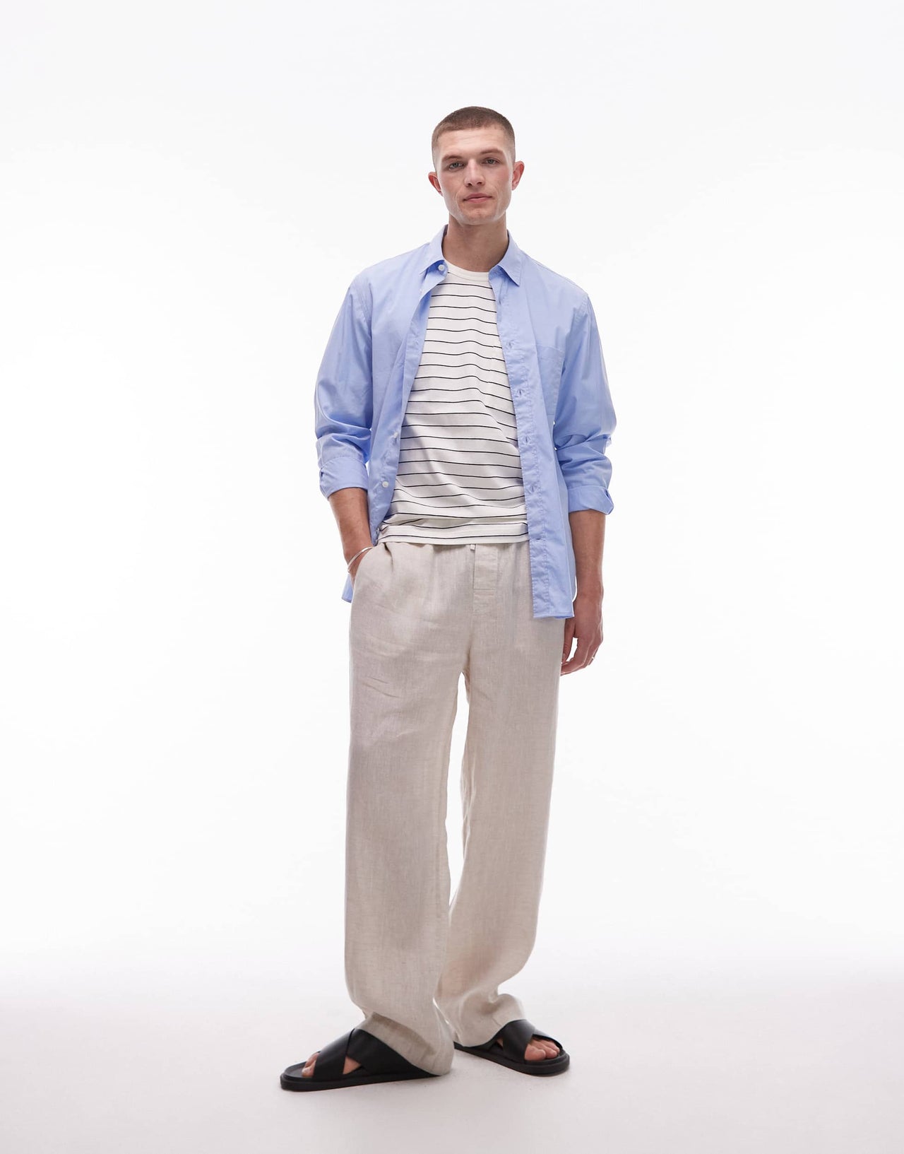ARKET linen drawstring relaxed trousers in beige