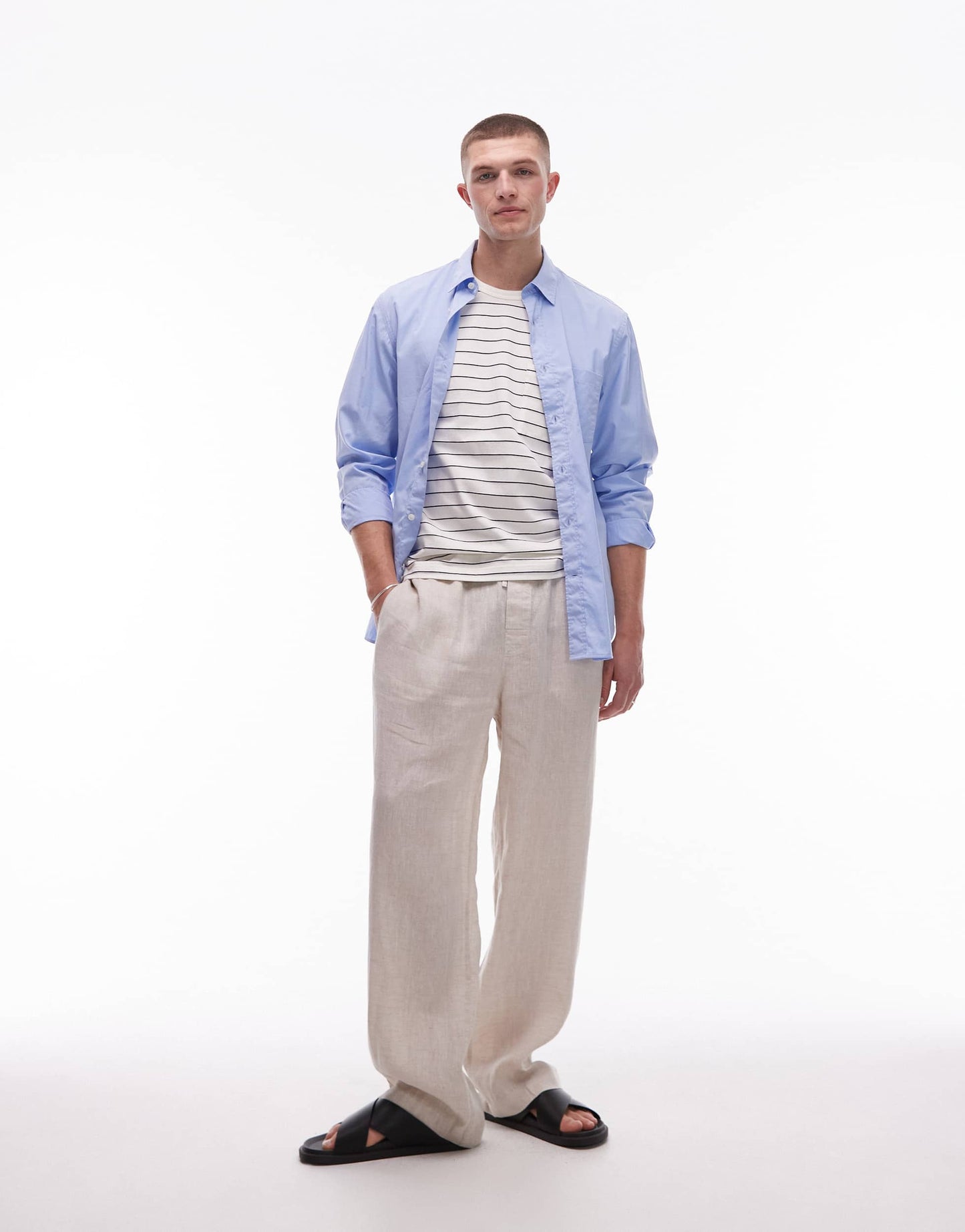 ARKET linen drawstring relaxed trousers in beige