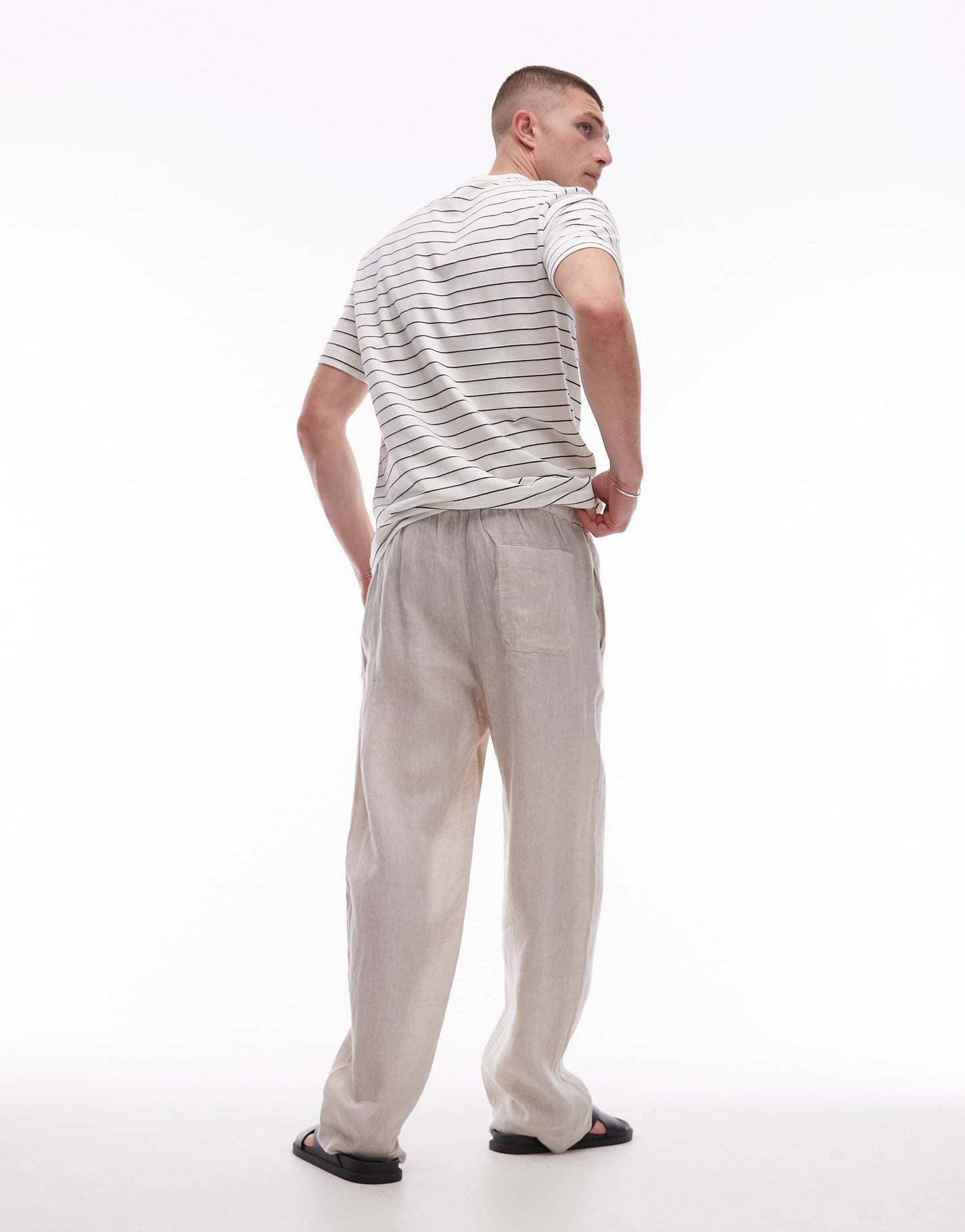 ARKET linen drawstring relaxed trousers in beige