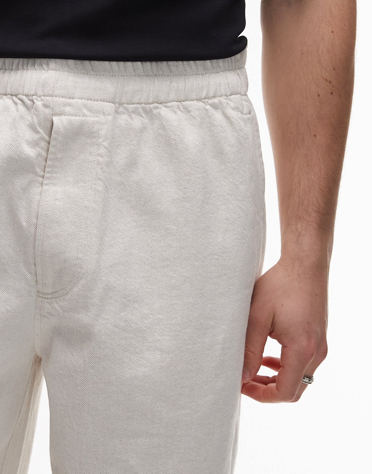 ARKET wide fit drawstring workwear trousers in beige