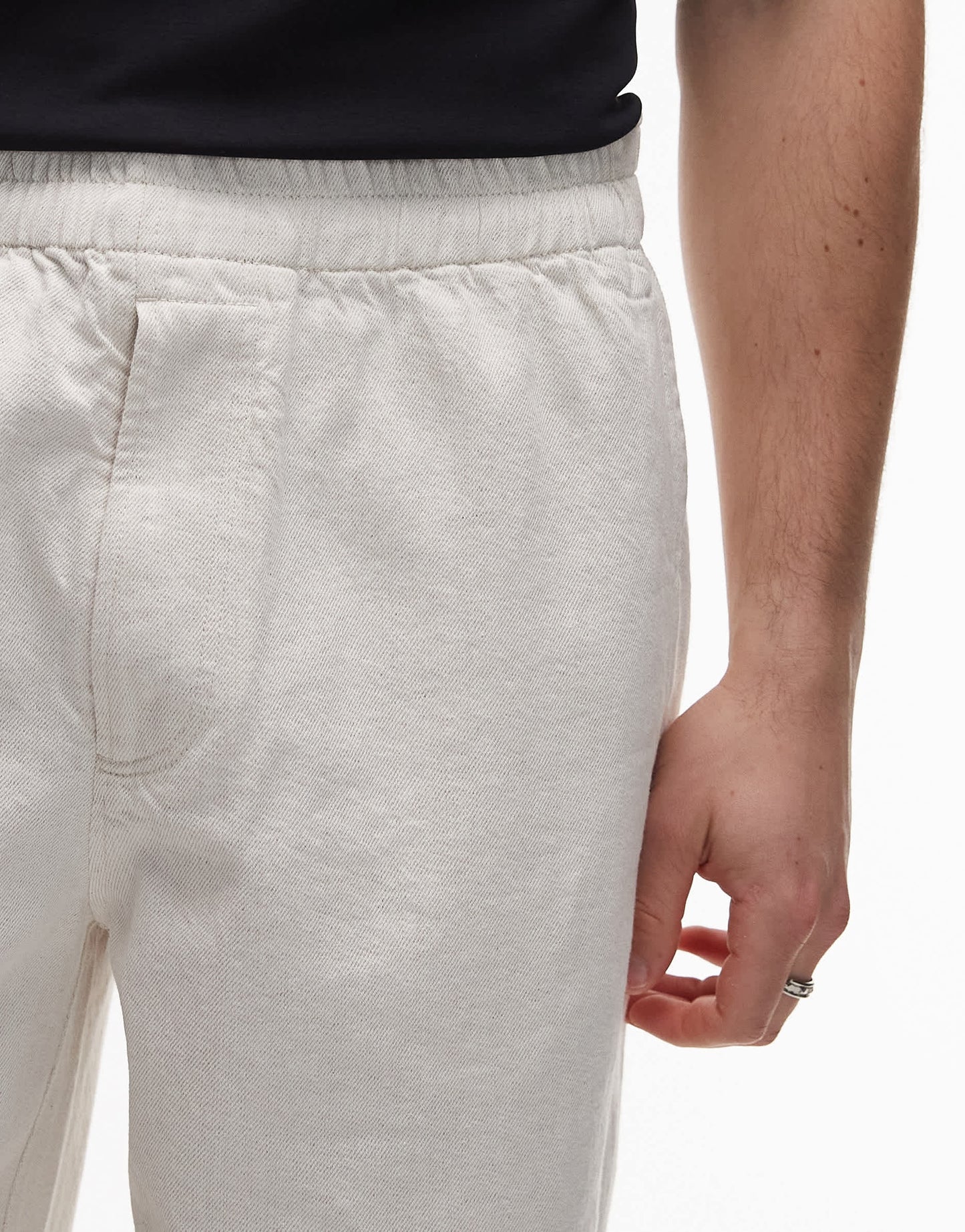 ARKET wide fit drawstring workwear trousers in beige