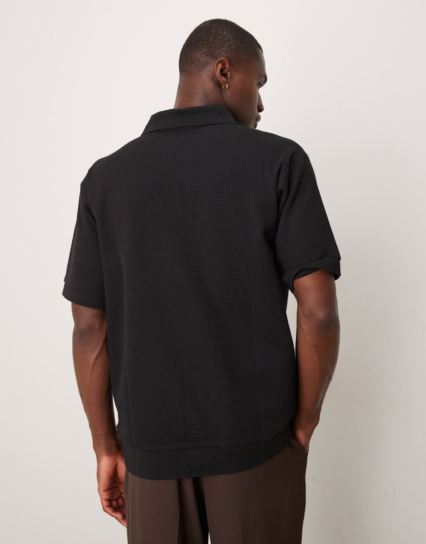 ARKET textured heavyweight jersey polo in black