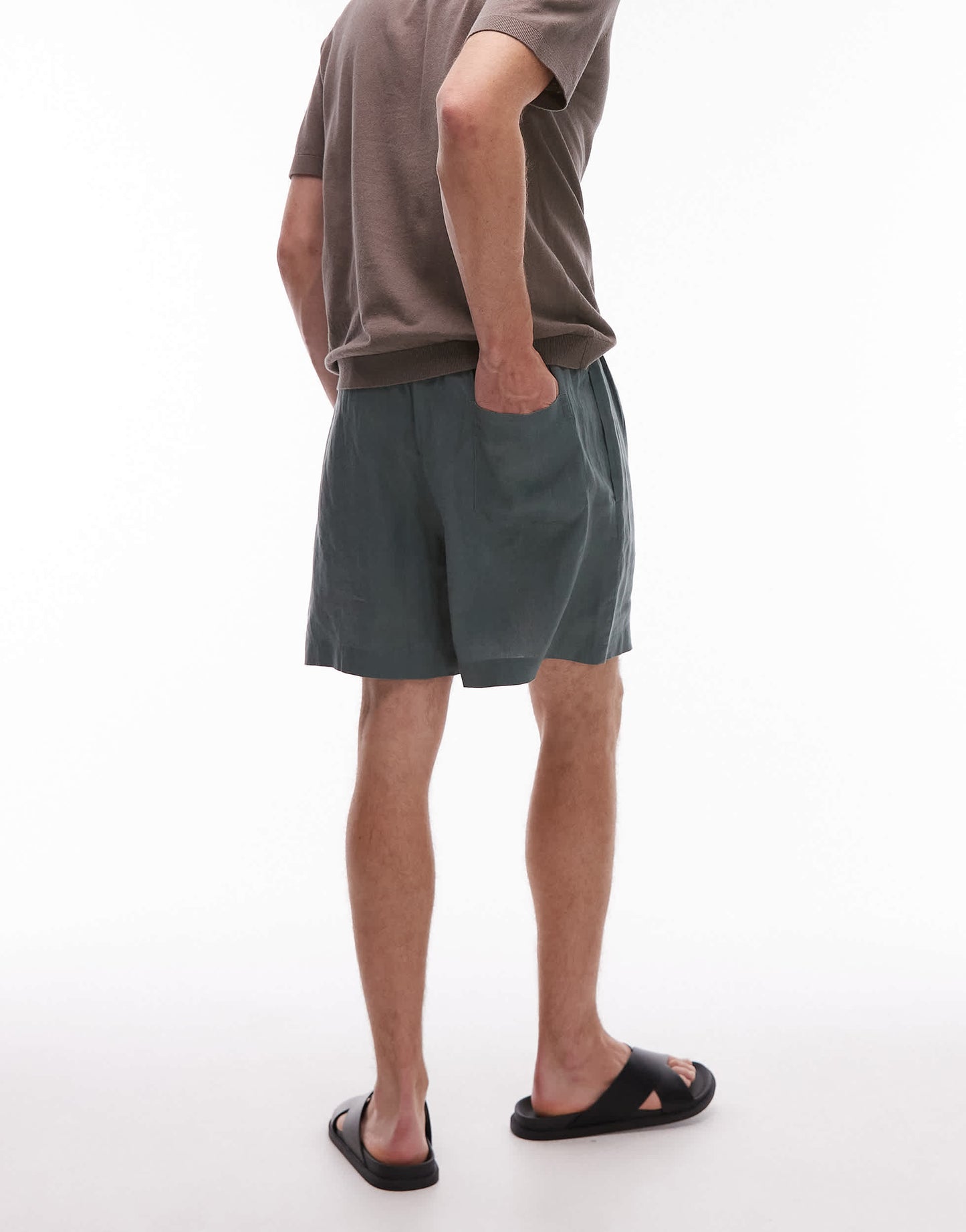ARKET pure linen drawstring shorts in khaki green