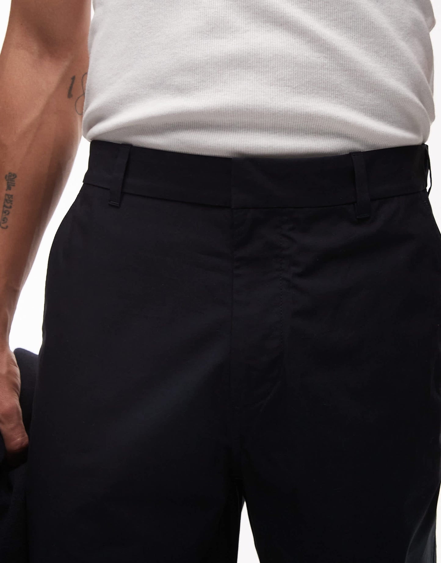 ARKET pure cotton lightweight pull-on trousers in navy blue