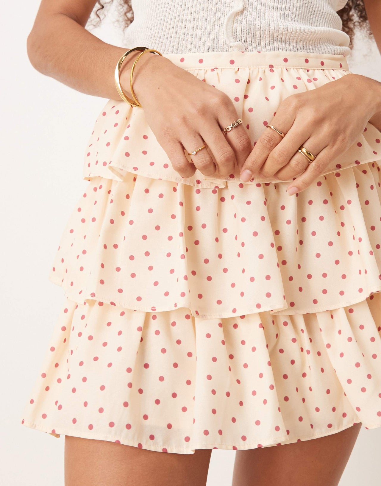 Sister Jane ruffle mini skirt in pink polka dot