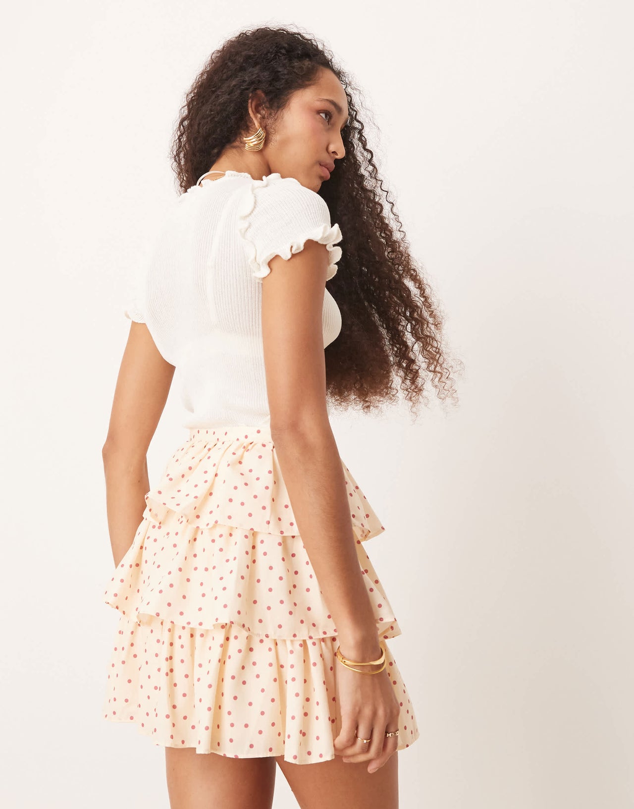 Sister Jane ruffle mini skirt in pink polka dot