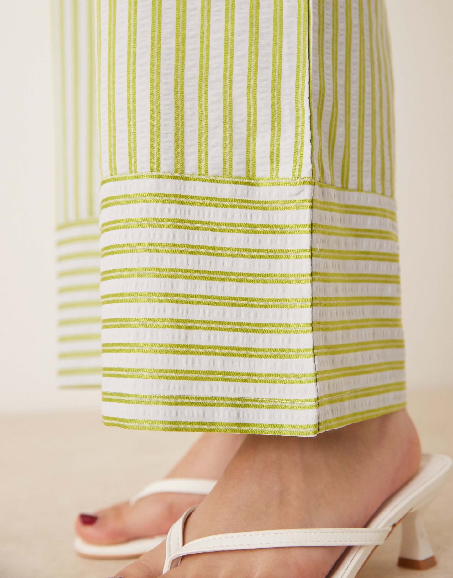 Sister Jane wide leg stripe trouser co-ord in green