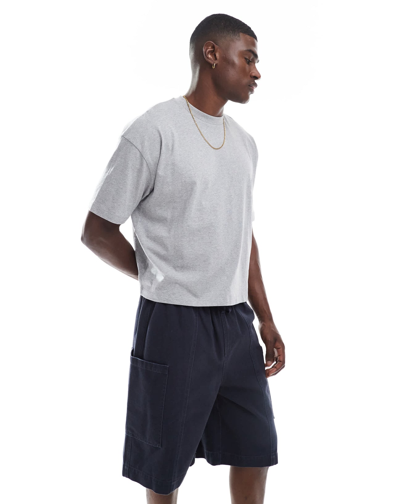 ASOS DESIGN long length canvas cargo shorts in washed navy