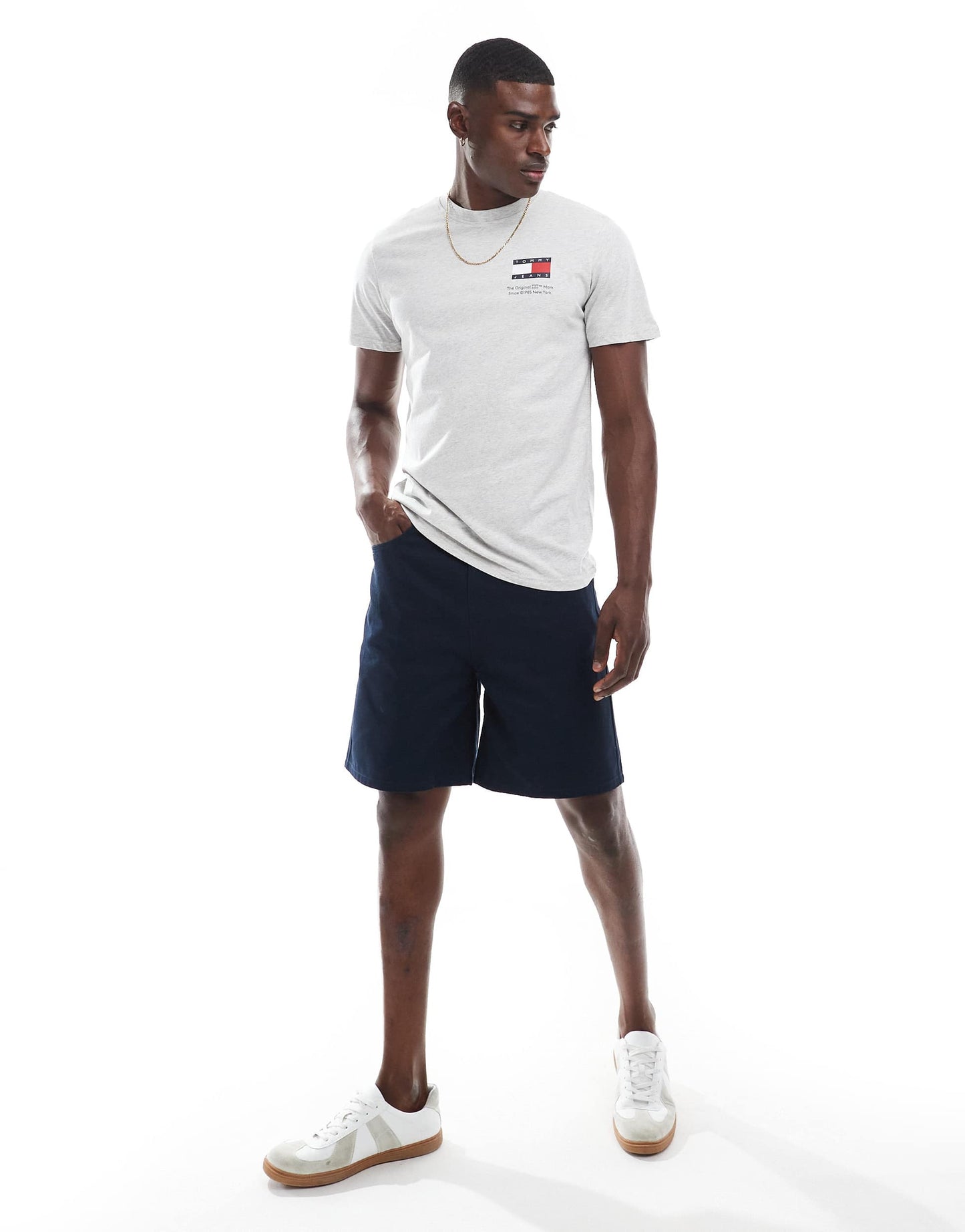 ASOS DESIGN mid length shorts in navy