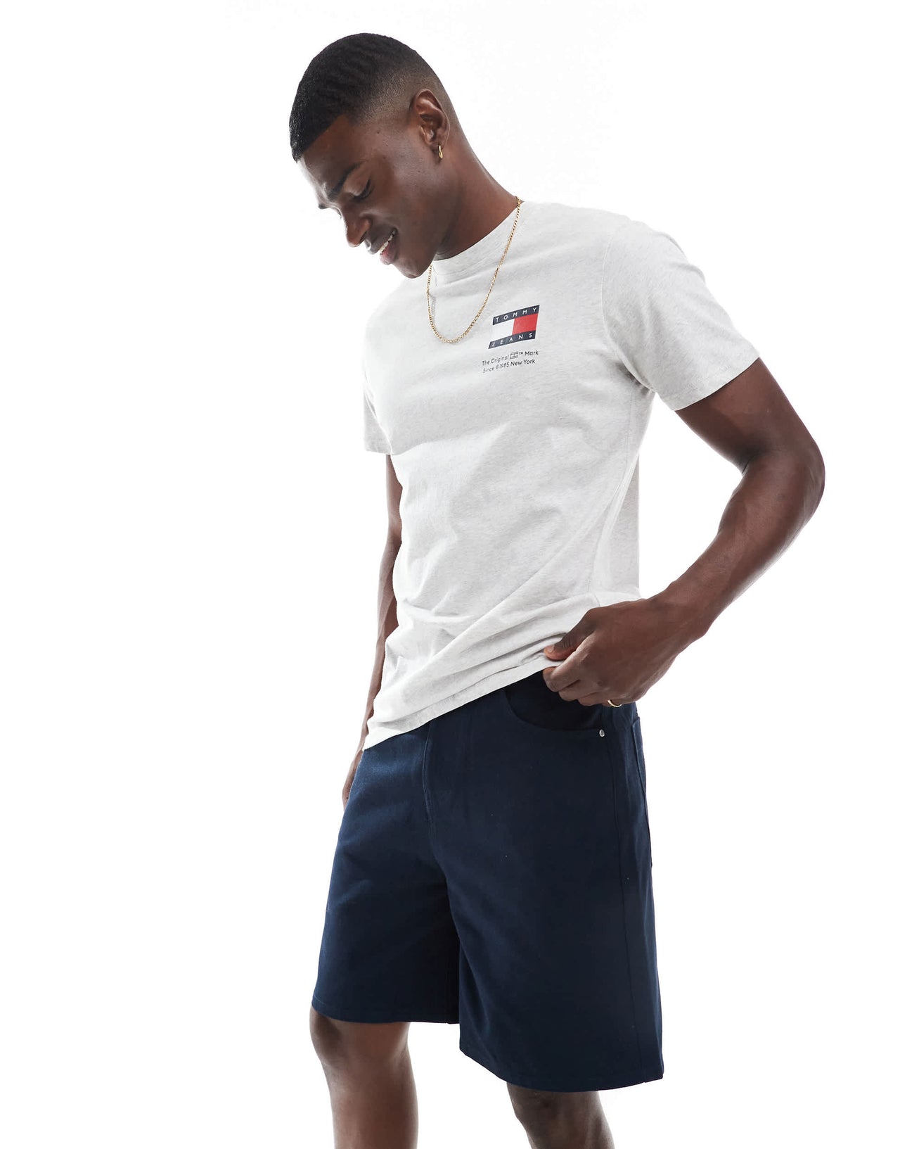 ASOS DESIGN mid length shorts in navy