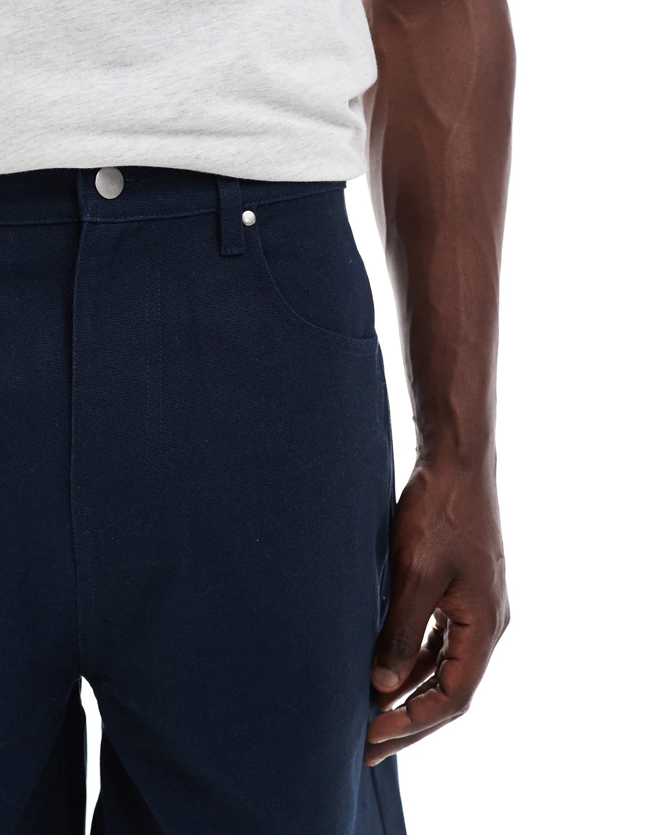ASOS DESIGN mid length shorts in navy