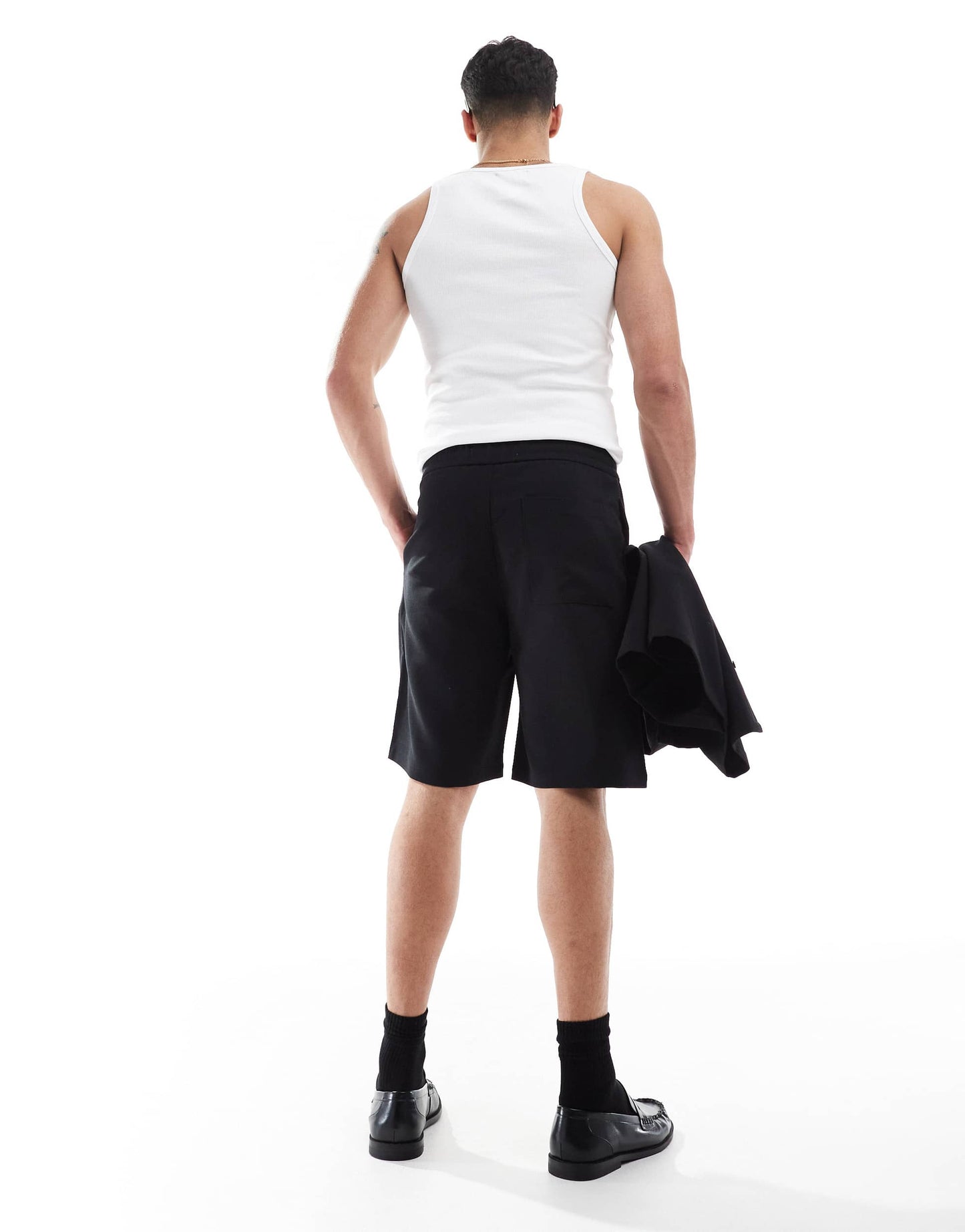 Bershka premium short co-ord in black