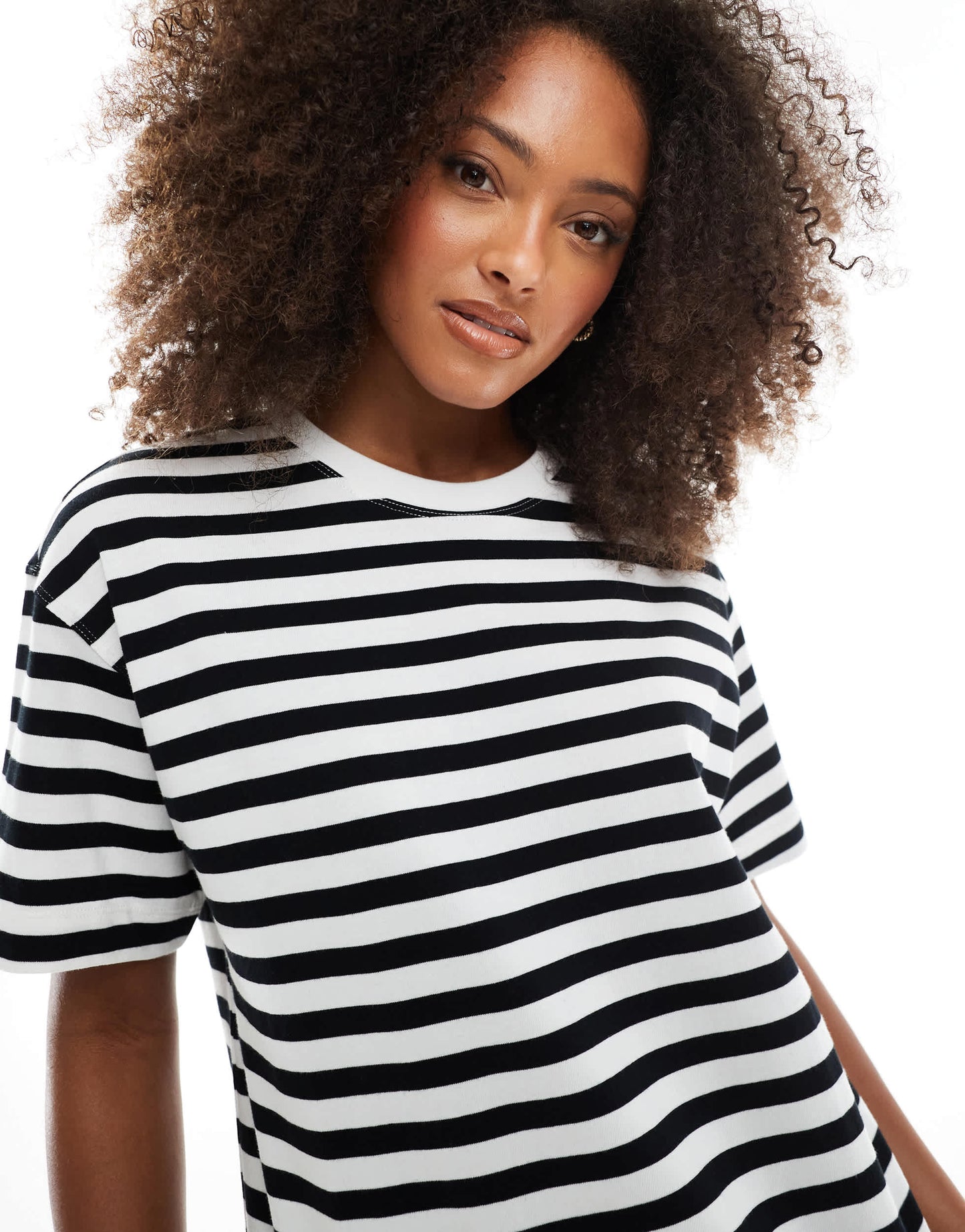 Pull&Bear oversized t-shirt in navy & white stripe