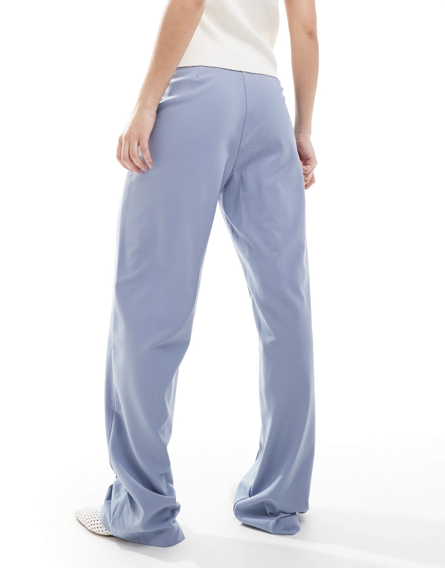 Pull&Bear straight leg tailored trousers with front seam in blue