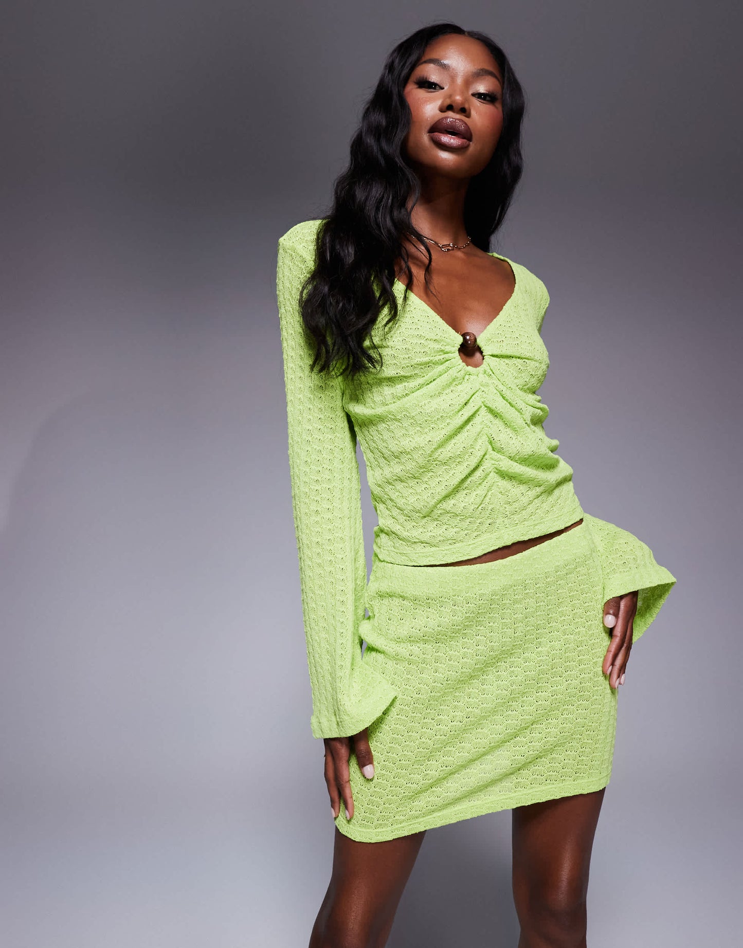 ASOS DESIGN co-ord knit mini skirt in green