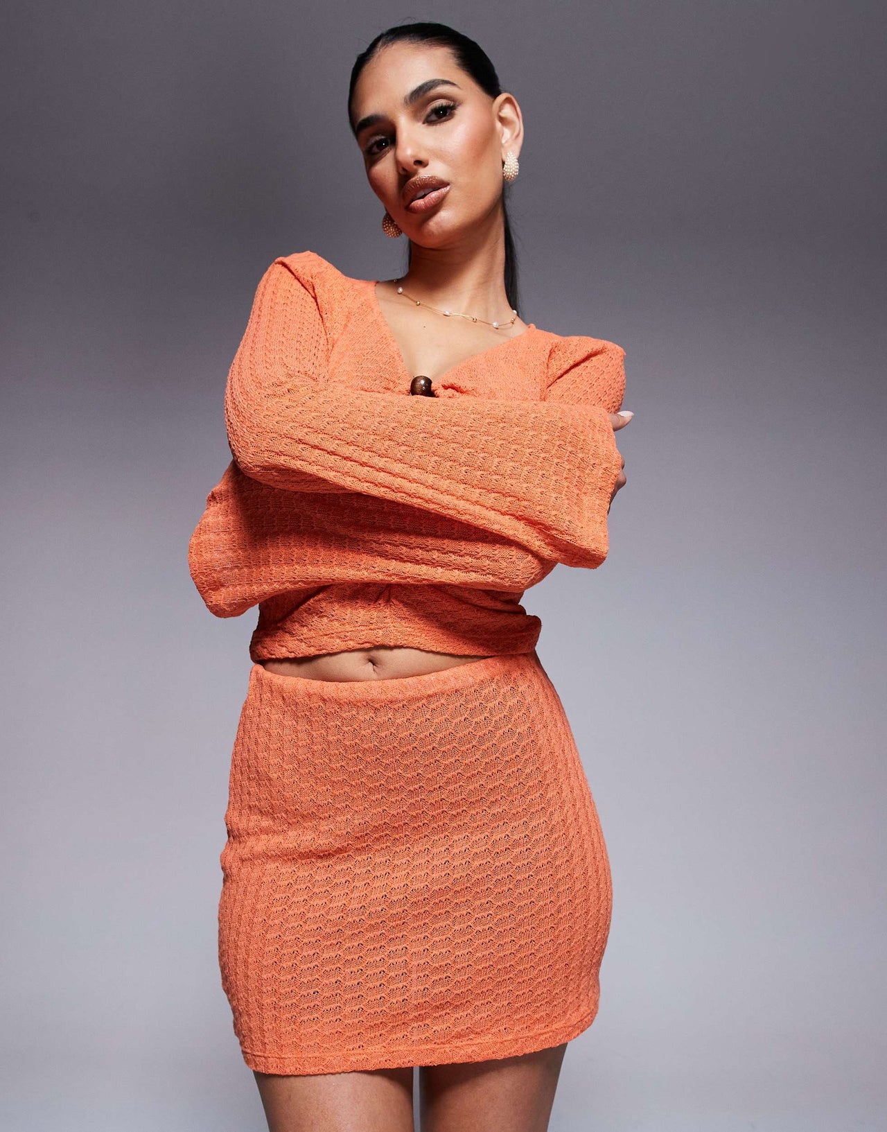 ASOS DESIGN co-ord knit mini skirt in orange