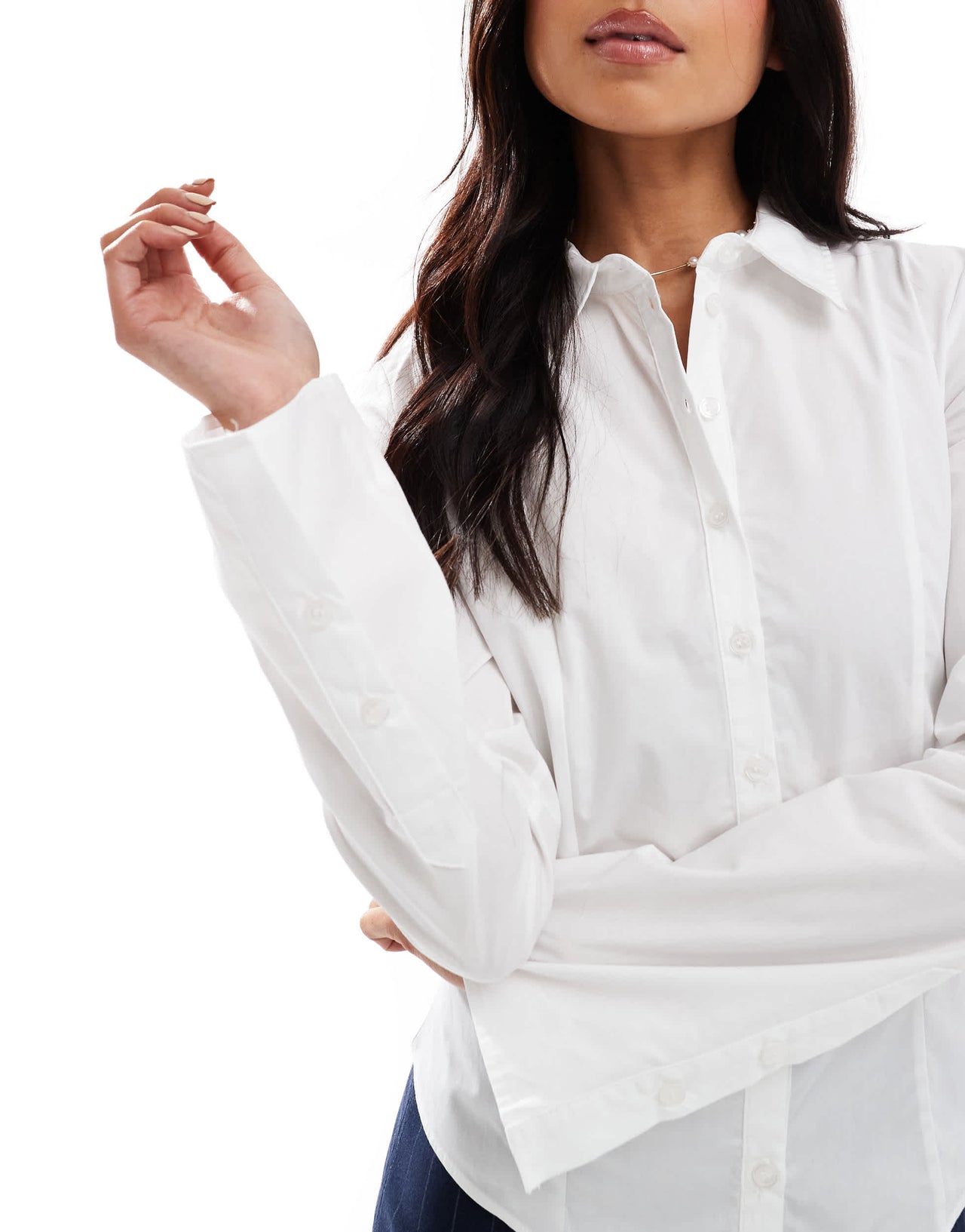 Bershka fitted shirt in butter white