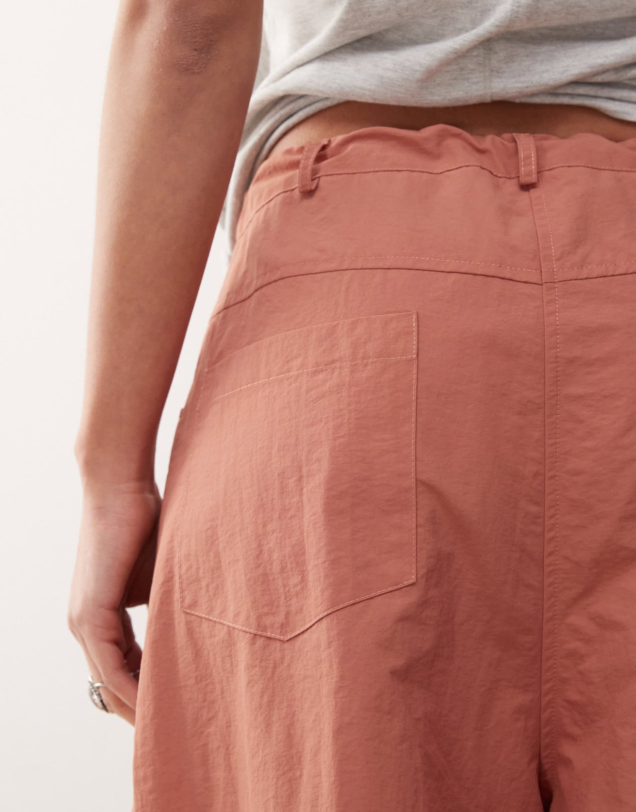 Lioness tie waist barrel leg trousers in red clay