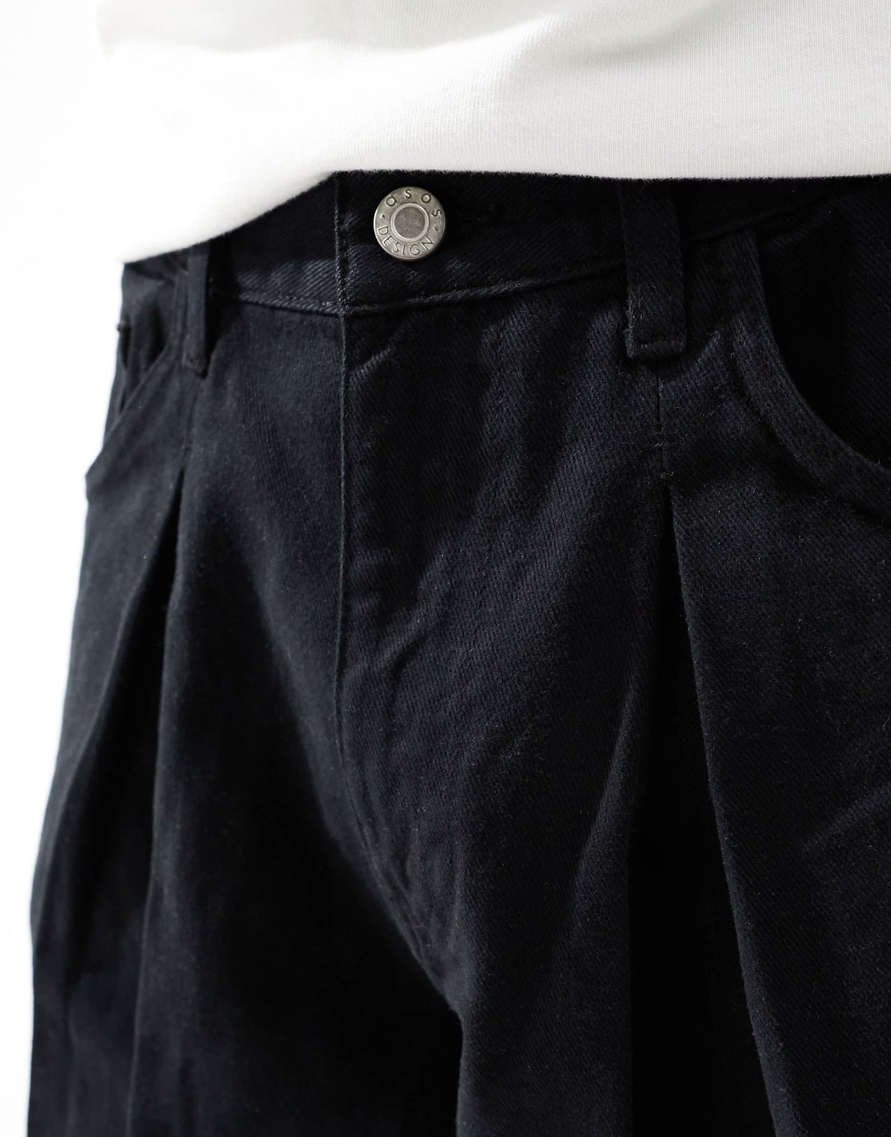 ASOS DESIGN loose trousers in black with pleat detailing