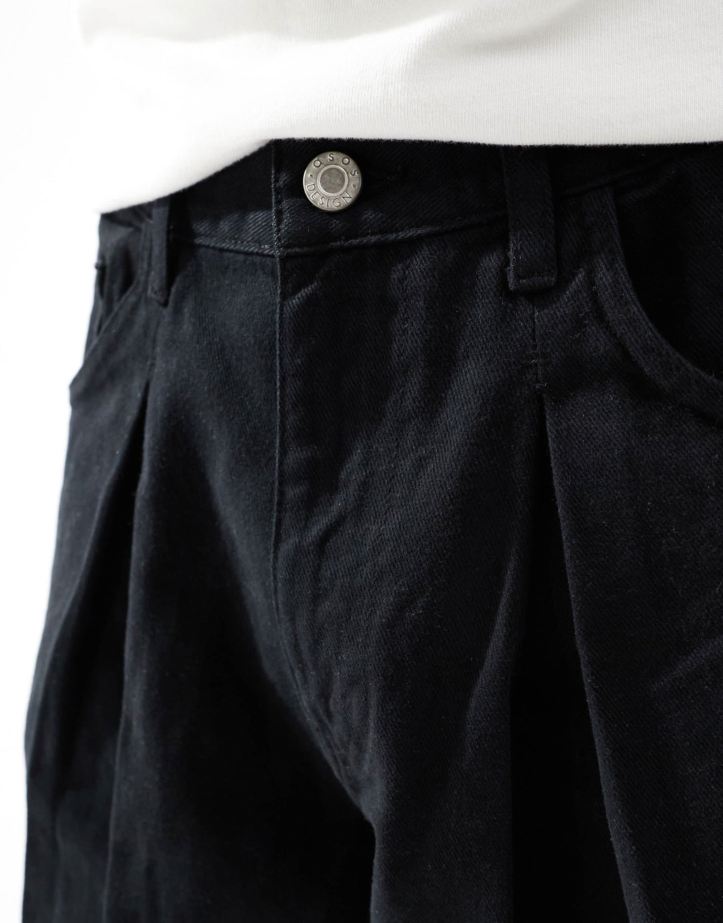ASOS DESIGN loose trousers in black with pleat detailing