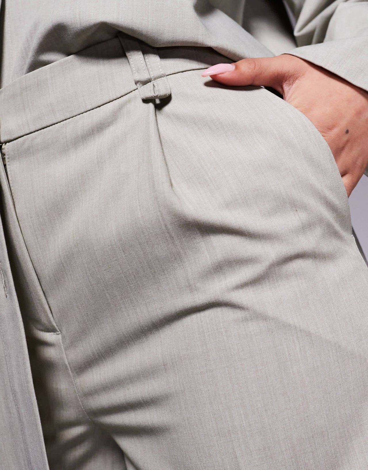 River Island wide leg tailored trouser co-ord in beige