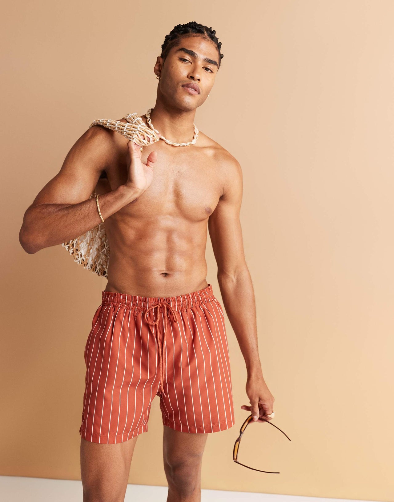 South Beach stripe swimshort in rust