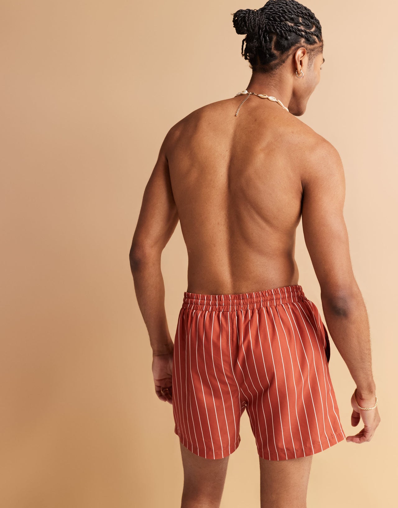 South Beach stripe swimshort in rust