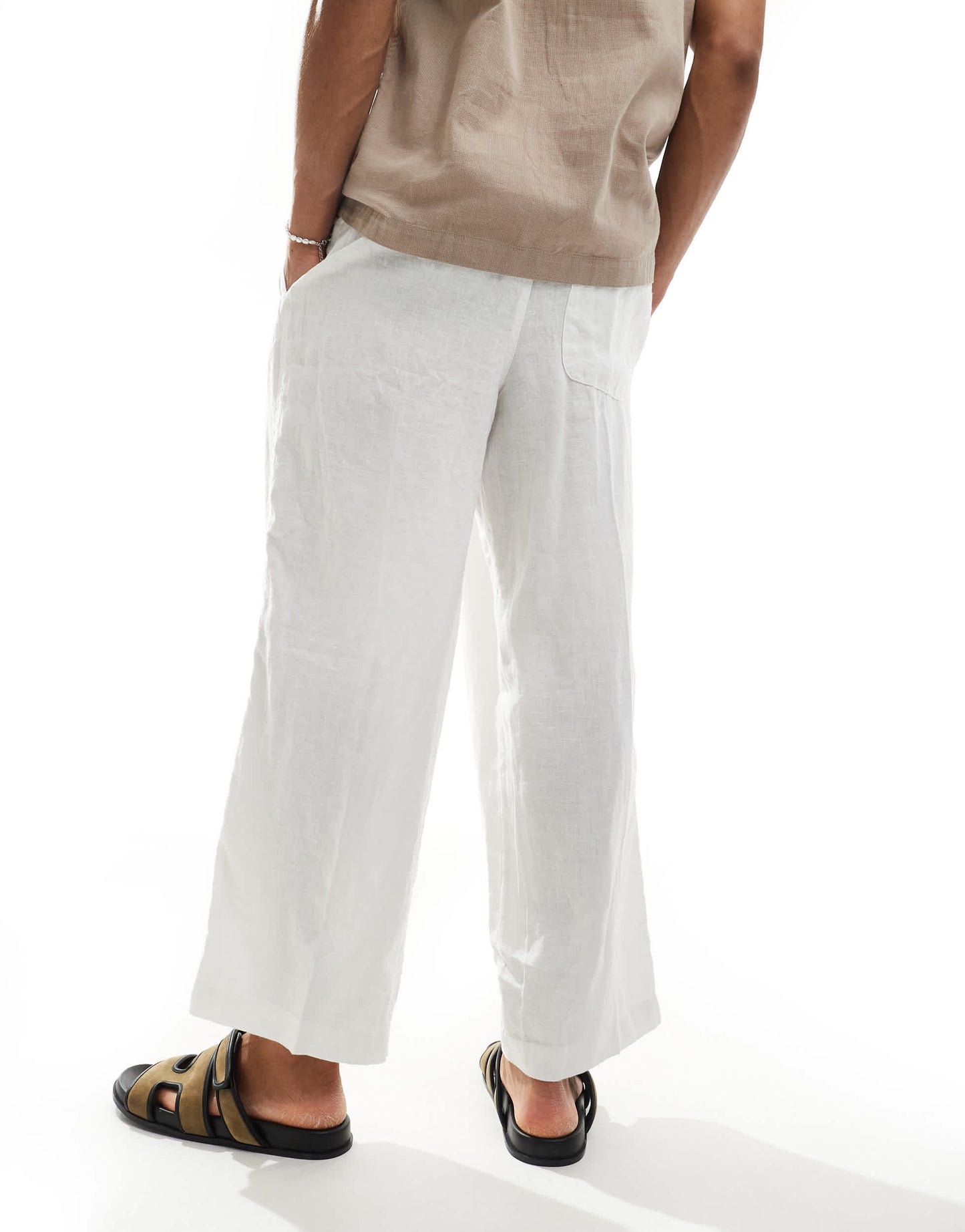 Cotton On baggy linen trouser in white