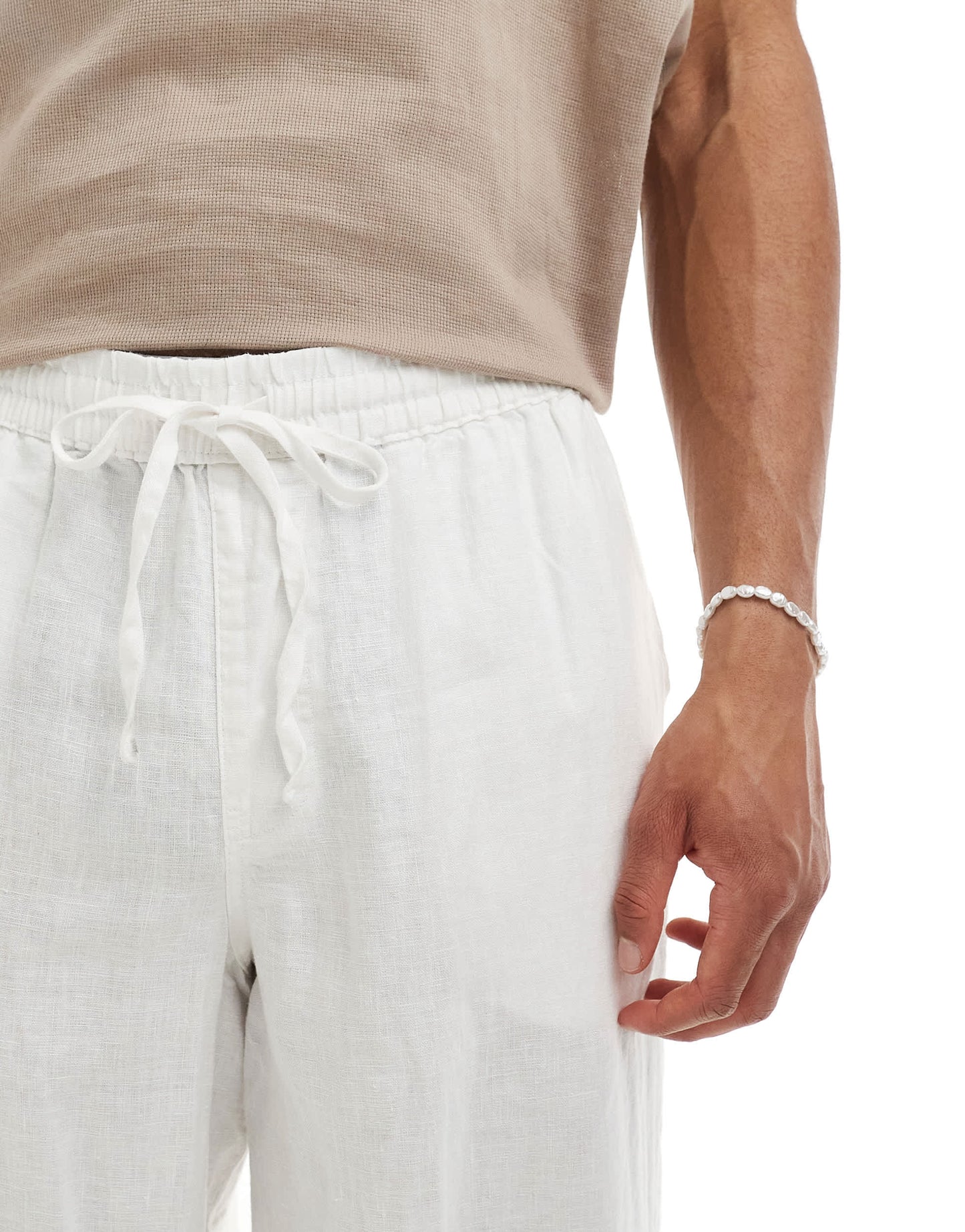 Cotton On baggy linen trouser in white