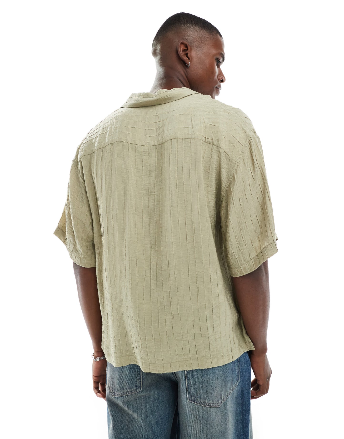 Cotton On box fit short sleeve shirt in dobby khaki