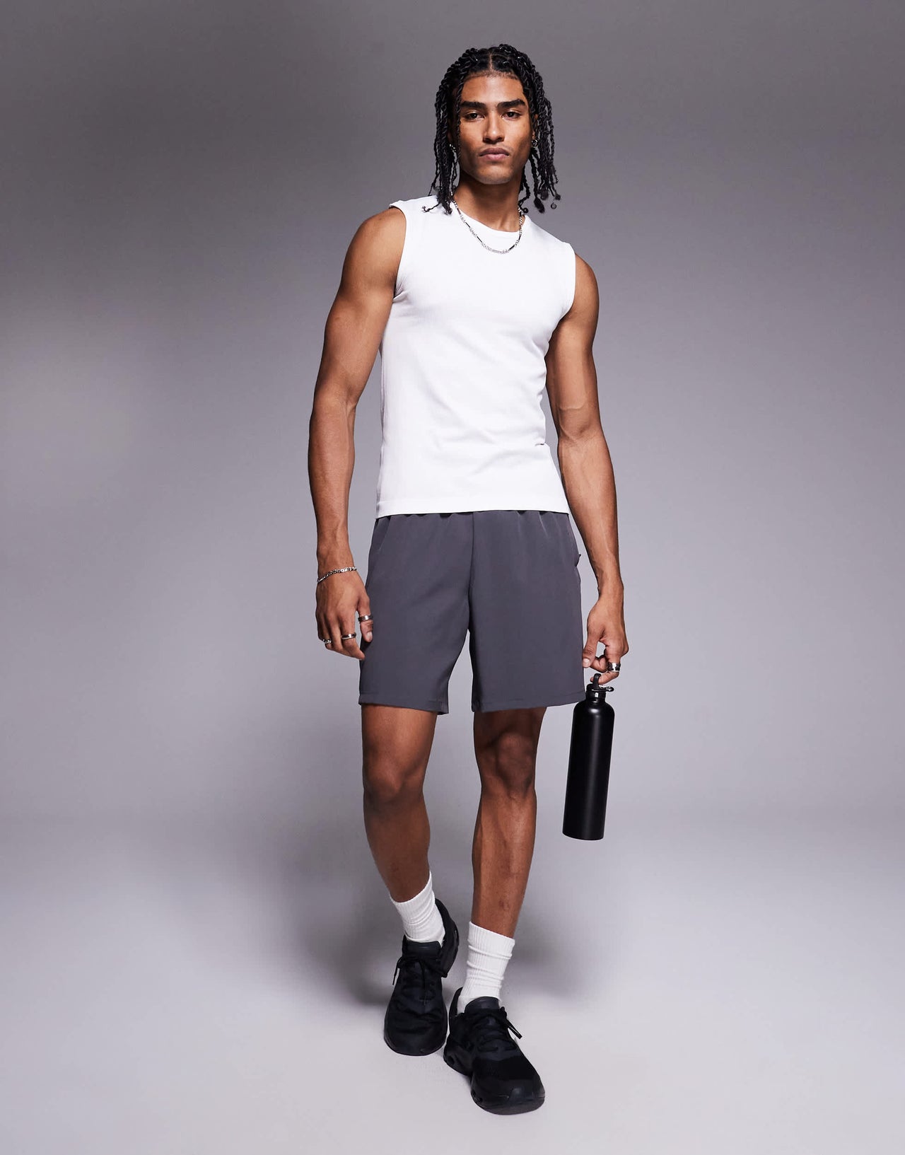 4505 slim fit seamless ribbed training tank in white