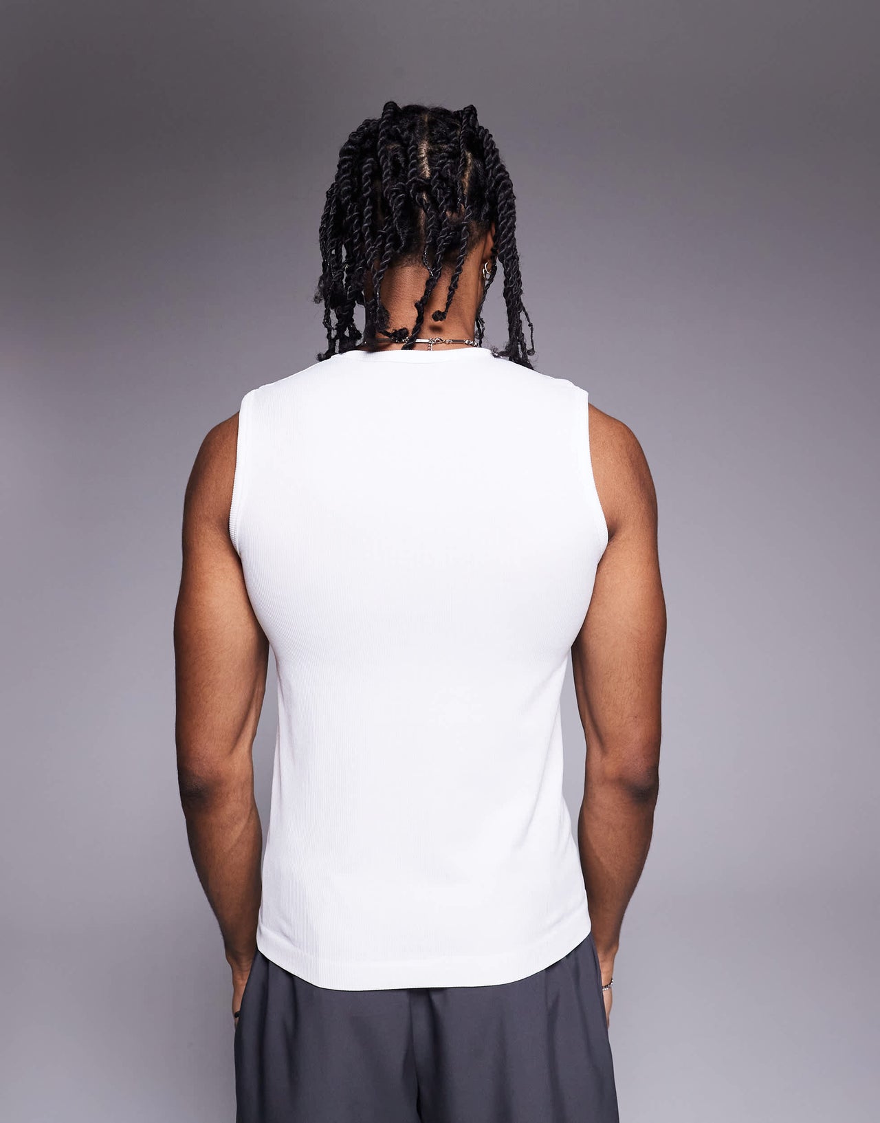 4505 slim fit seamless ribbed training tank in white