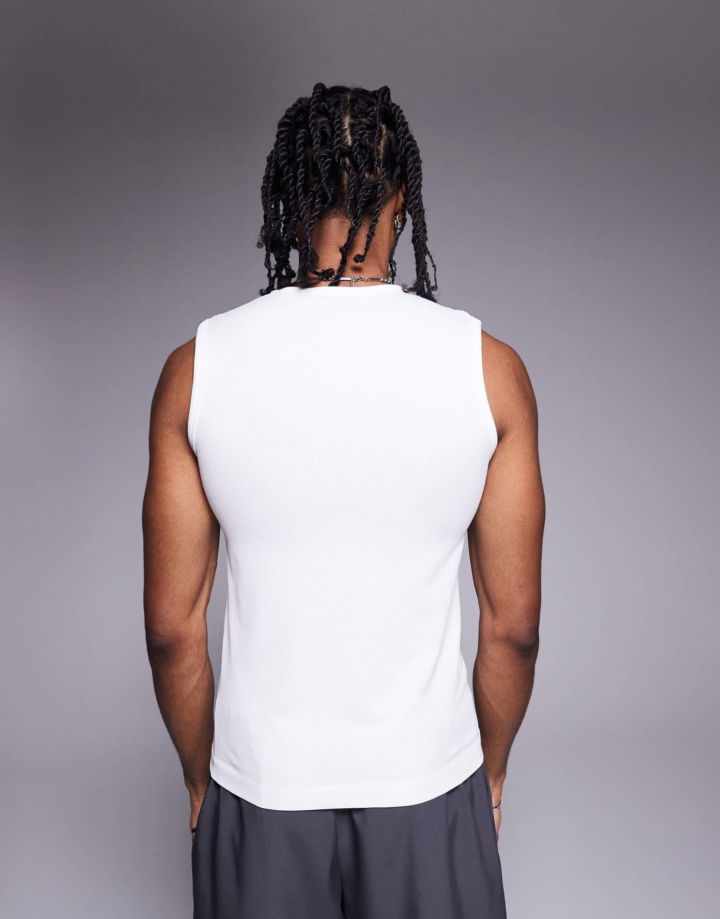 4505 slim fit seamless ribbed training tank in white