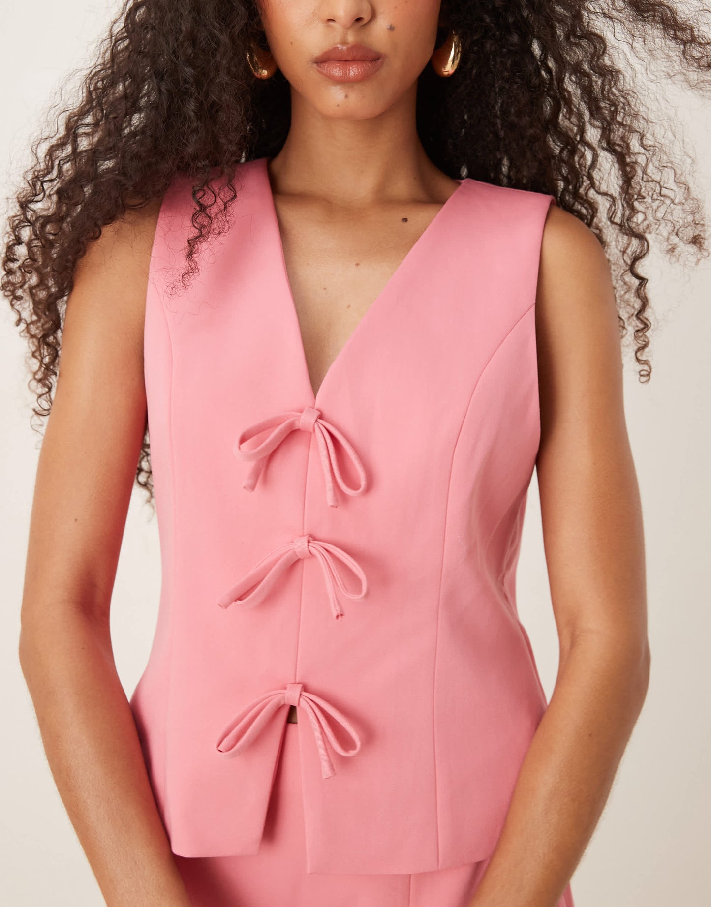 YAS bow front detail waistcoat co-ord in bubblegum pink