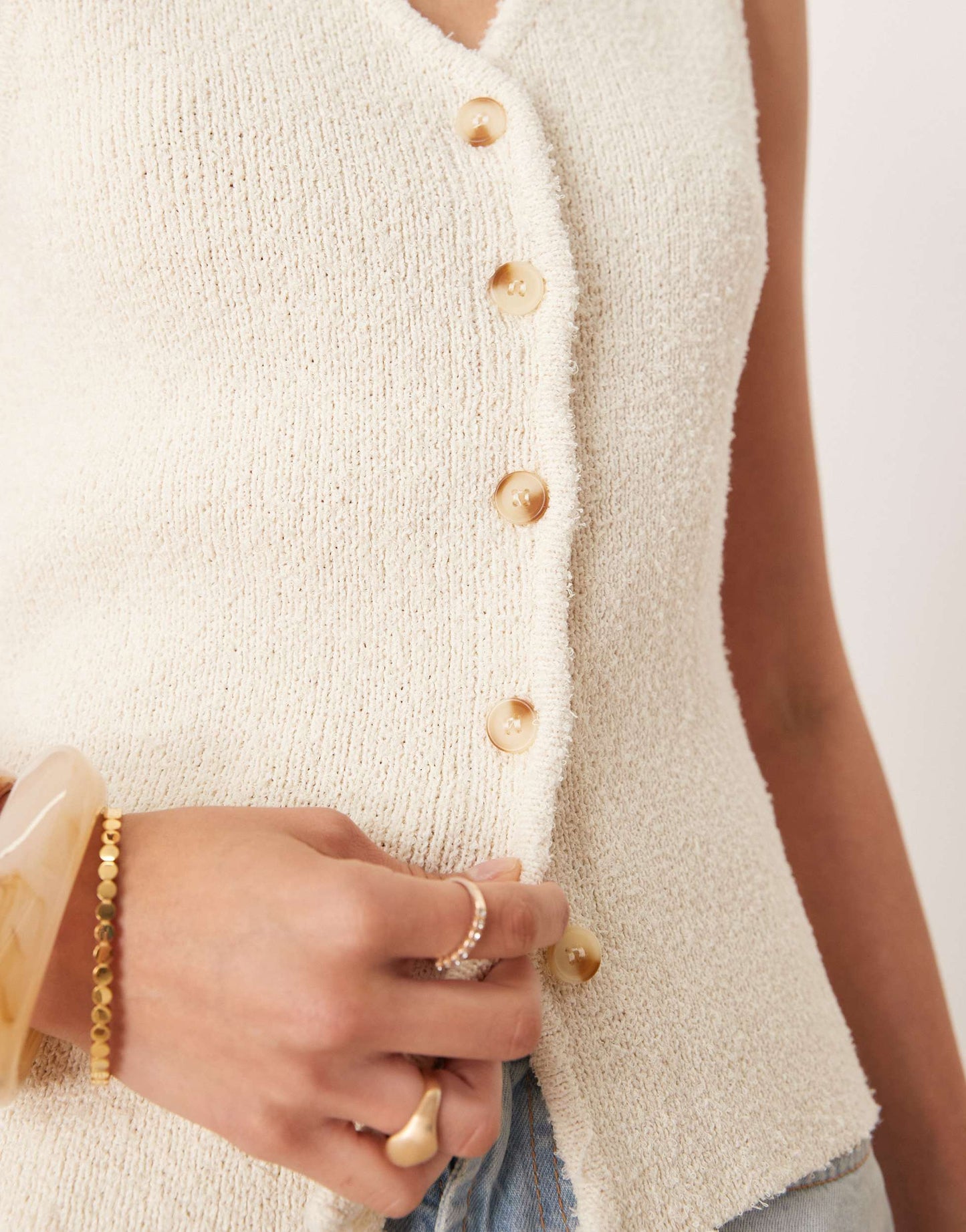 YAS textured knit waistcoat in cream
