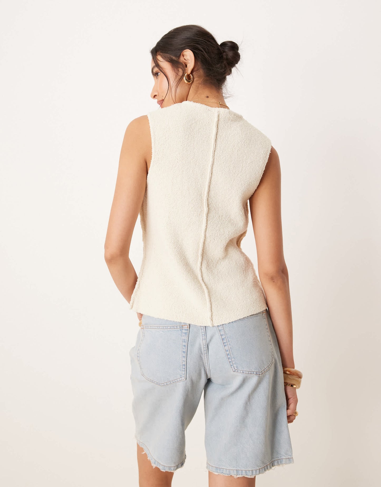 YAS textured knit waistcoat in cream