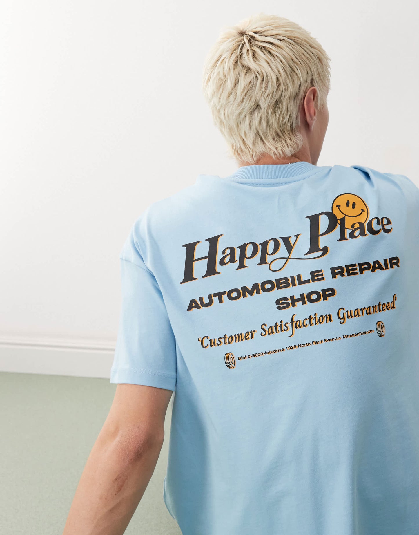 COLLUSION tee with smile print in blue