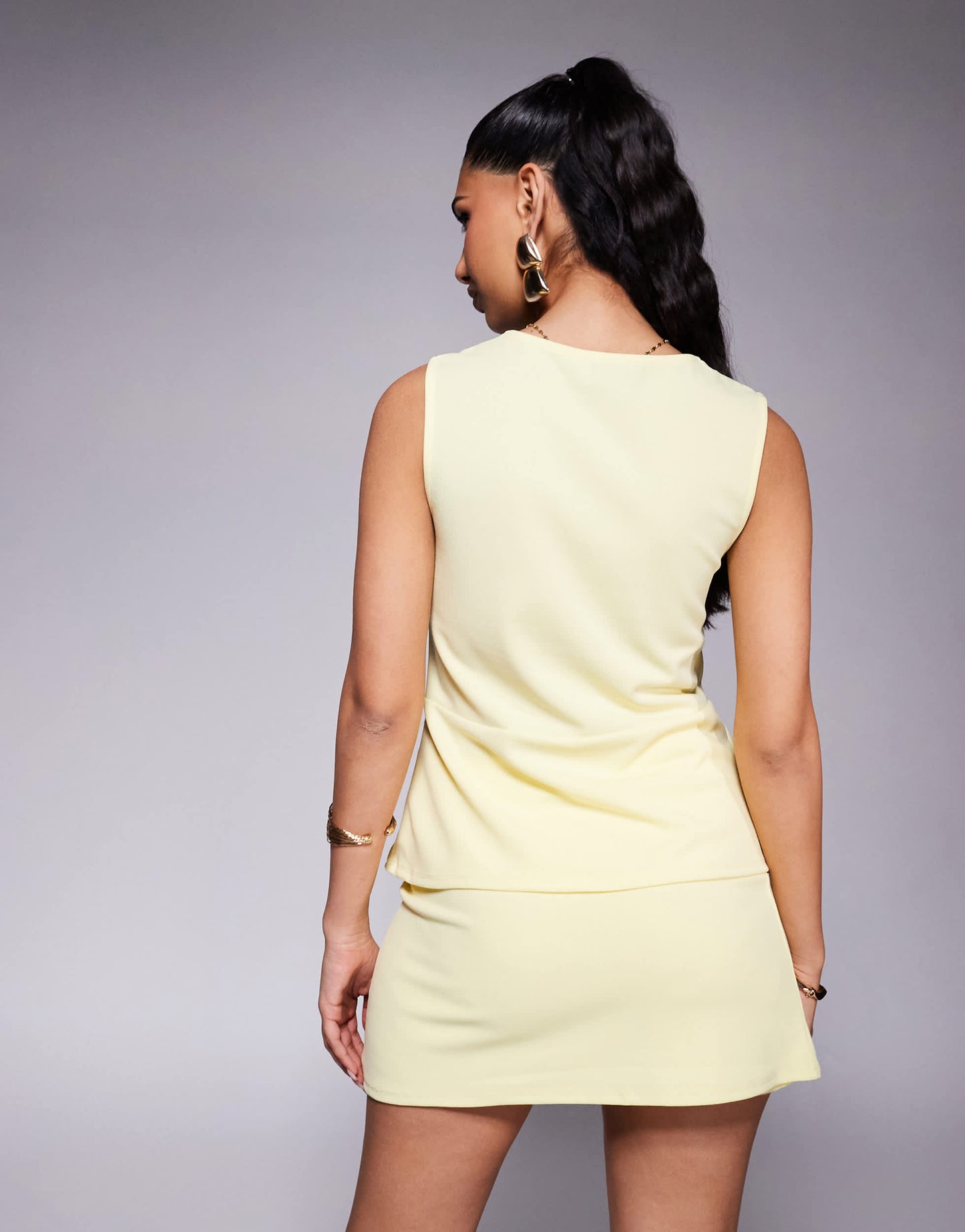ASOS DESIGN co-ord longline asymmetrical  button through waistcoat in buttermilk