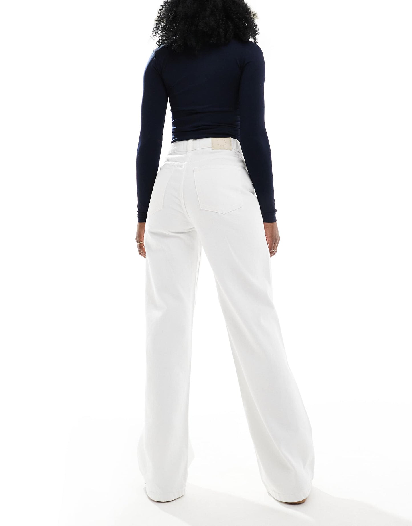 Pull&Bear high rise wide leg jean in white