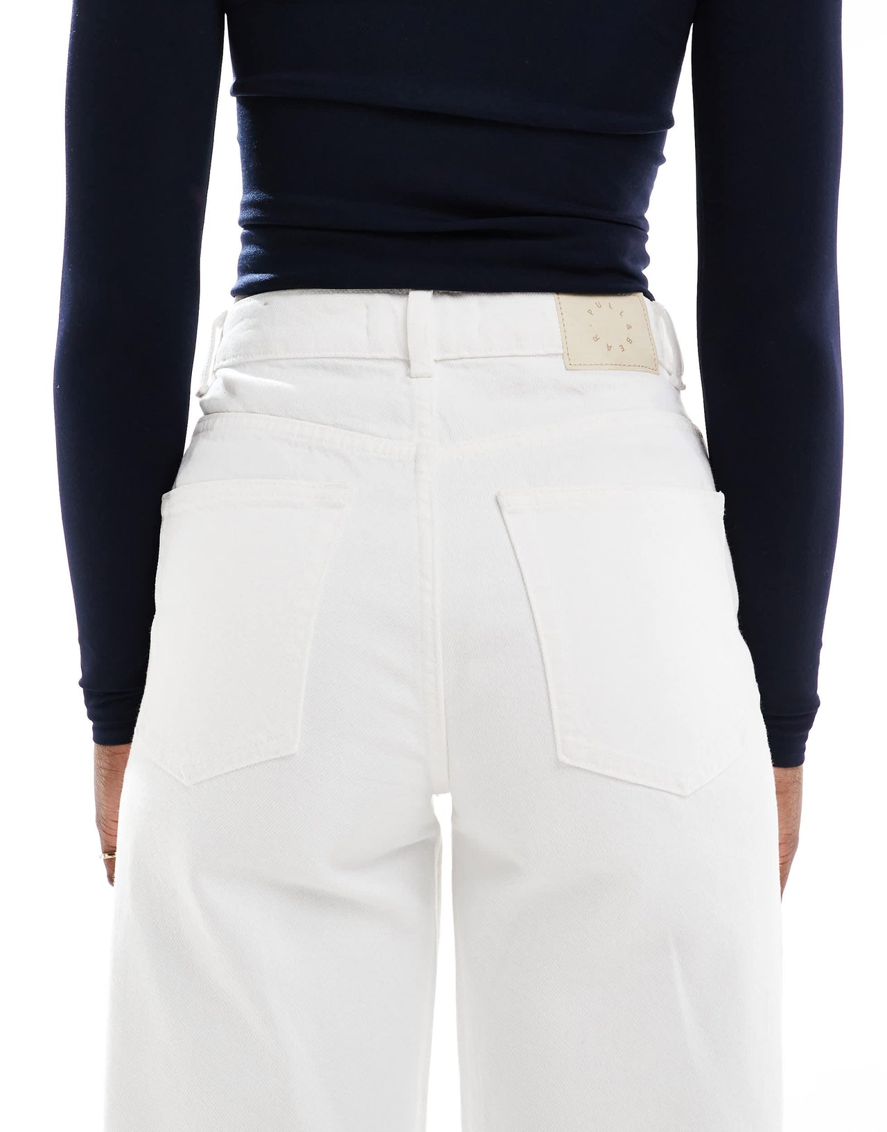 Pull&Bear high rise wide leg jean in white