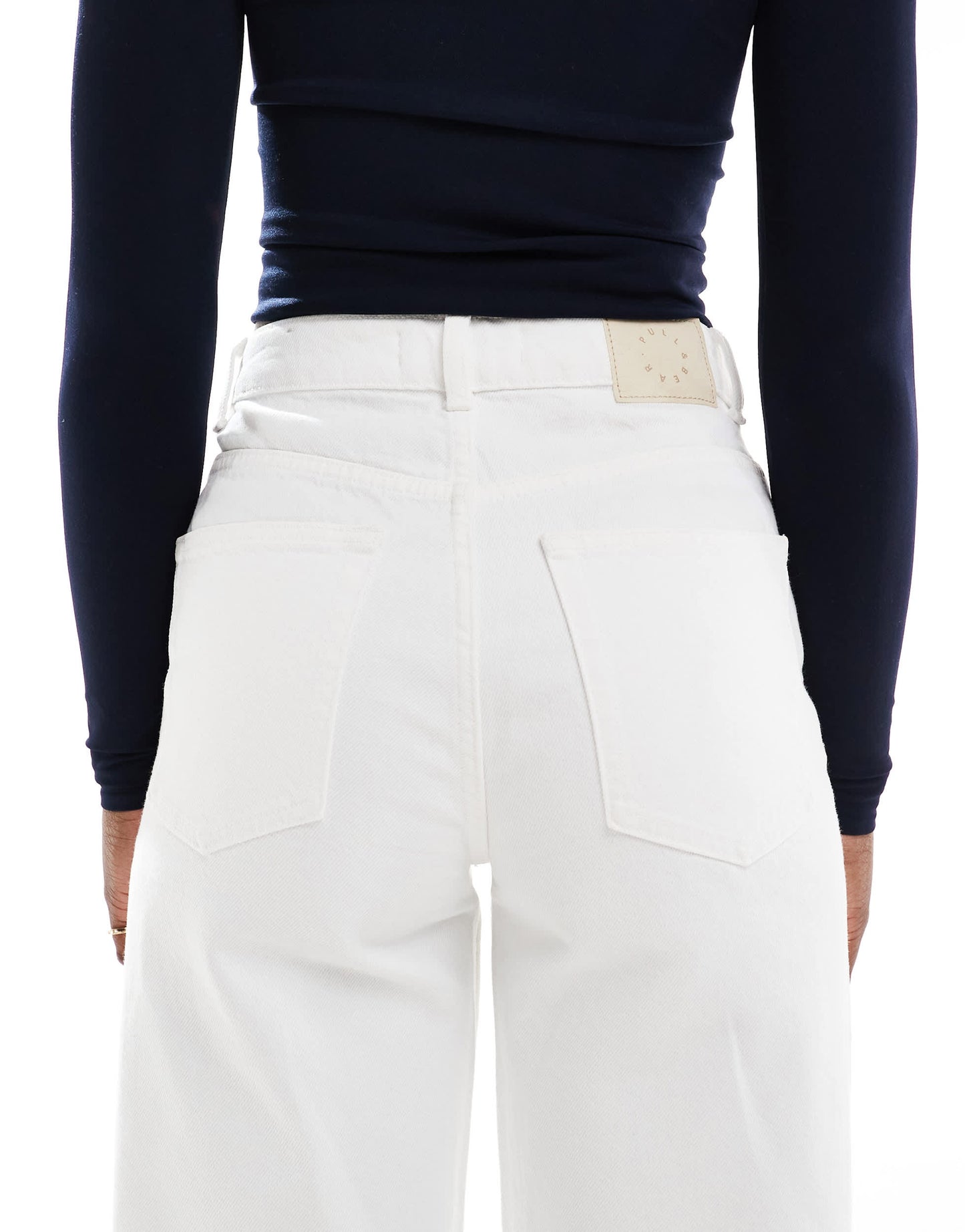 Pull&Bear high rise wide leg jean in white
